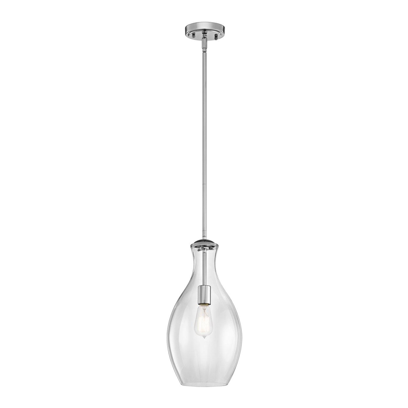 Clear Glass Teardrop Pendant Light with Chrome Finish