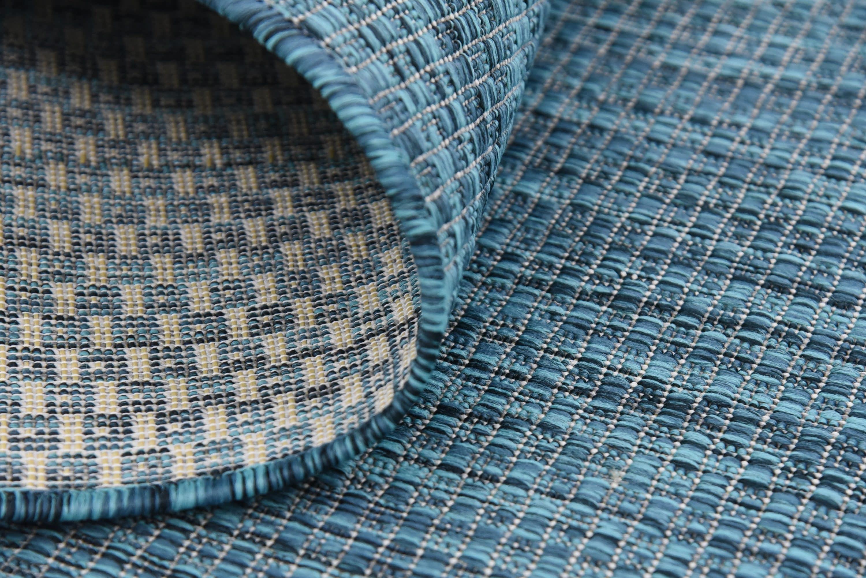Unique Loom 7' 0 x 10' 0 Rectangle Indoor/Outdoor Solid Teal Area Rug