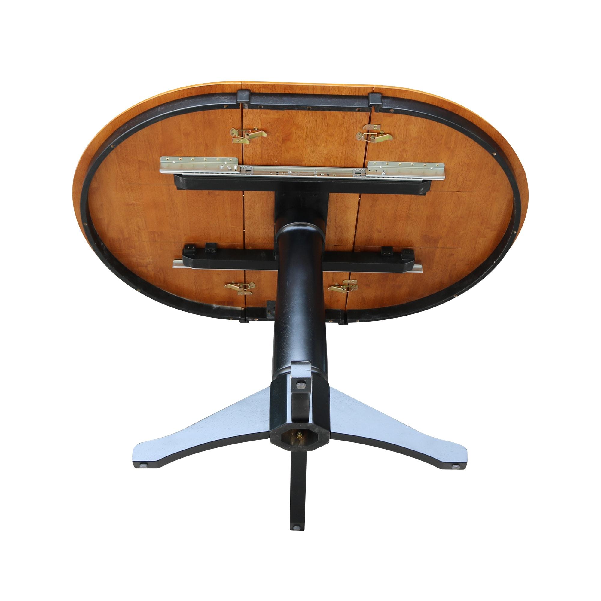 International Concepts 36" Magnolia Round Top Dining Table with 12" Leaf Black/Cherry: Hardwood Pedestal Frame, Removable Leaf