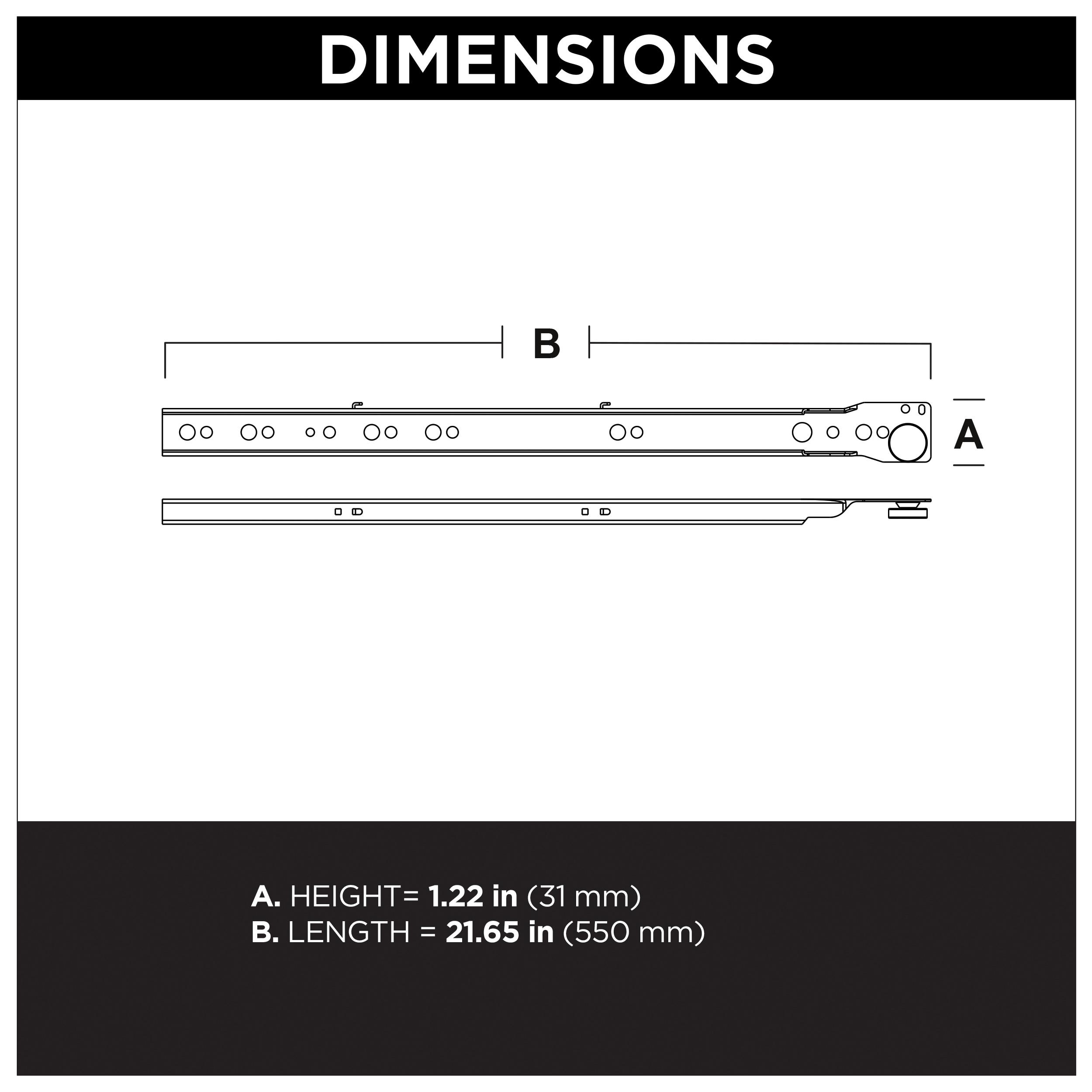RELIABILT 22-in 3/4 Extension Soft Close Bottom Mount White Drawer Slide 1-Pair