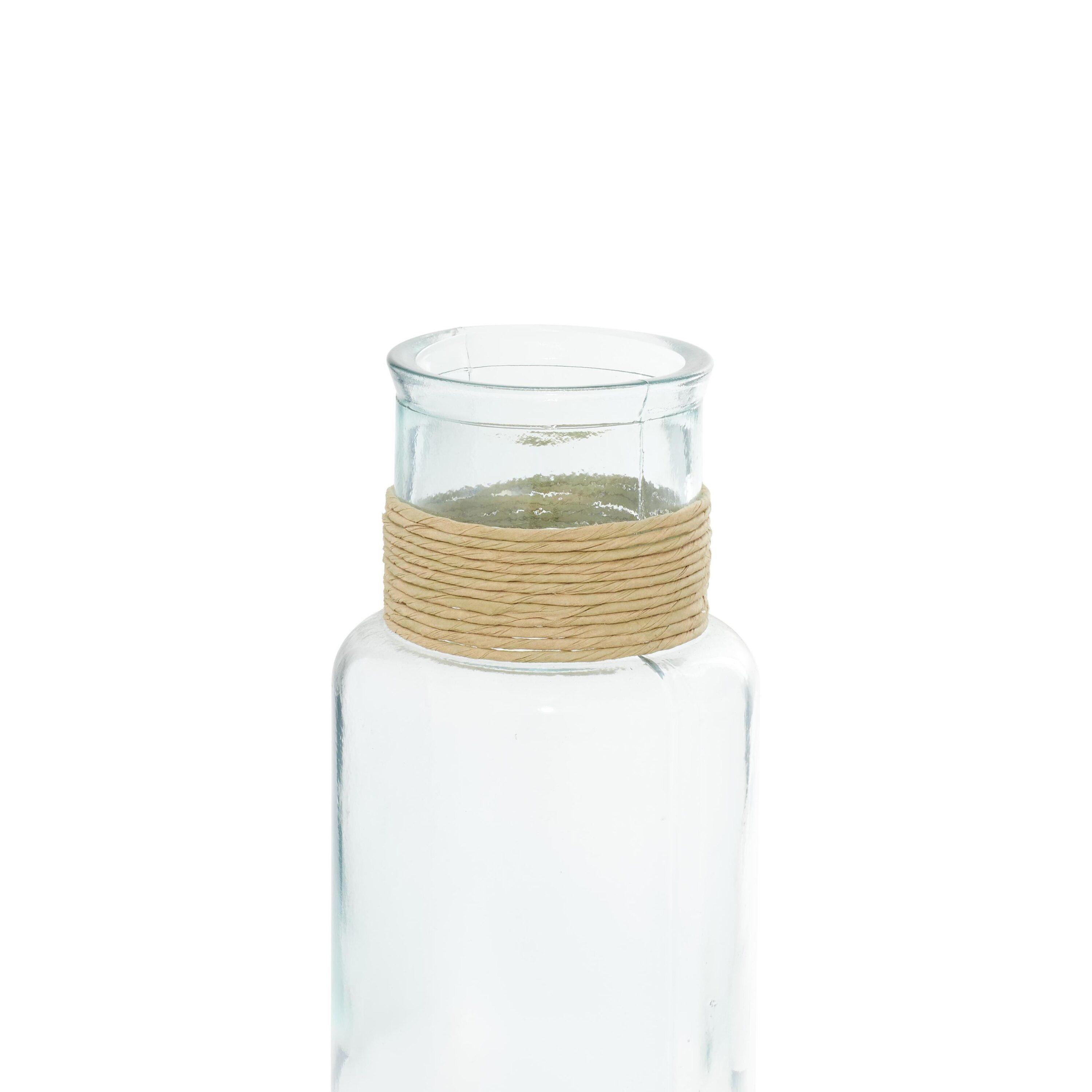 DecMode 18" Spanish Recycled Glass Vase with Rattan Detail