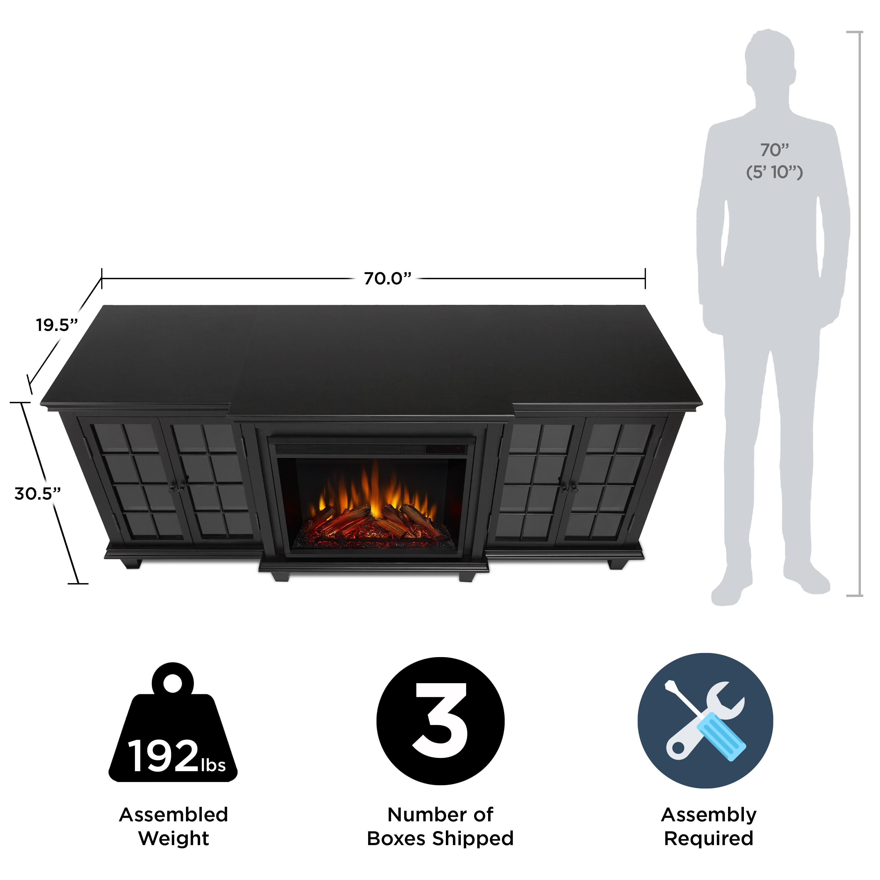 Marlowe 70" Electric Fireplace TV Stand in Black by Real Flame