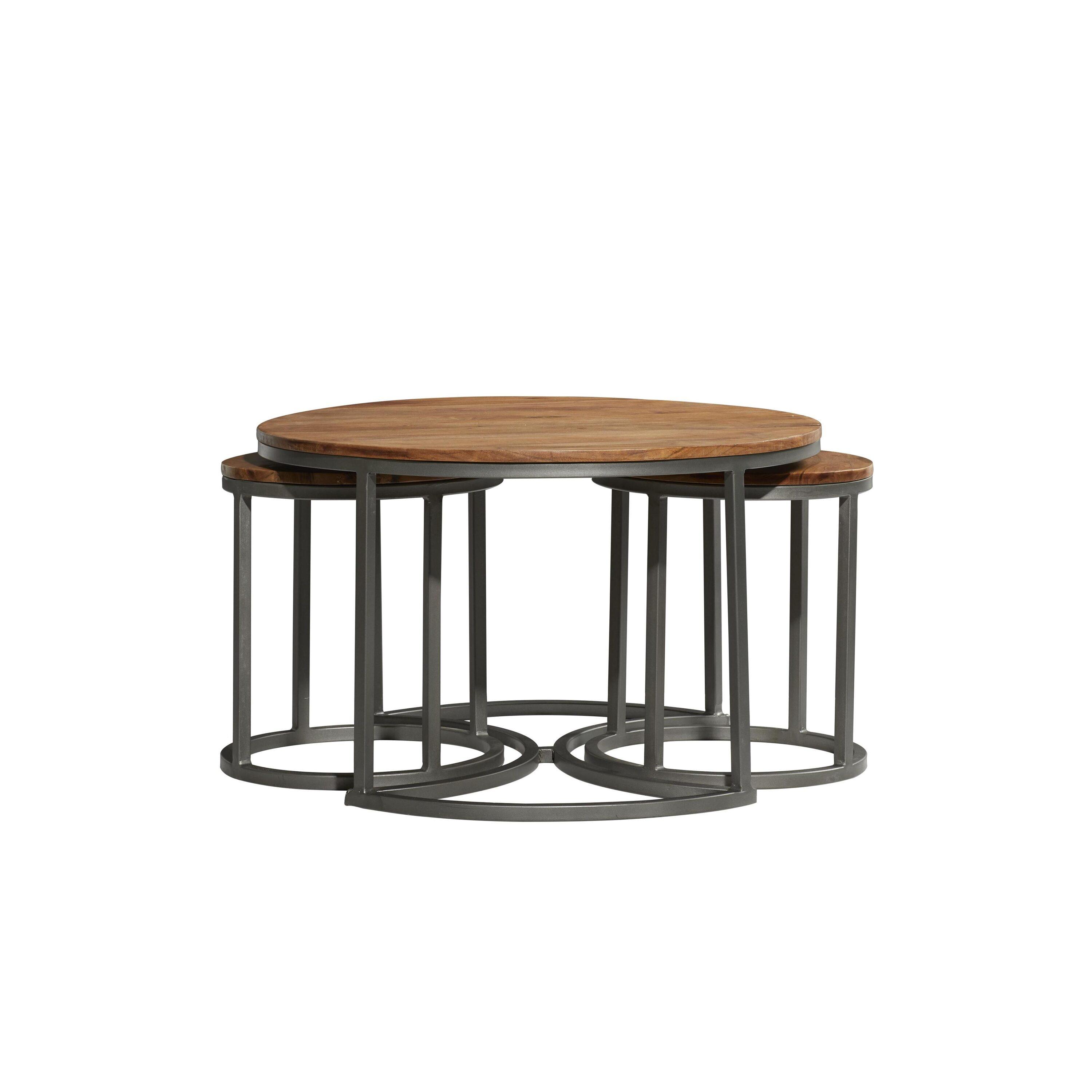 Set of 3 Contemporary Metal Coffee Tables Brown - Olivia & May