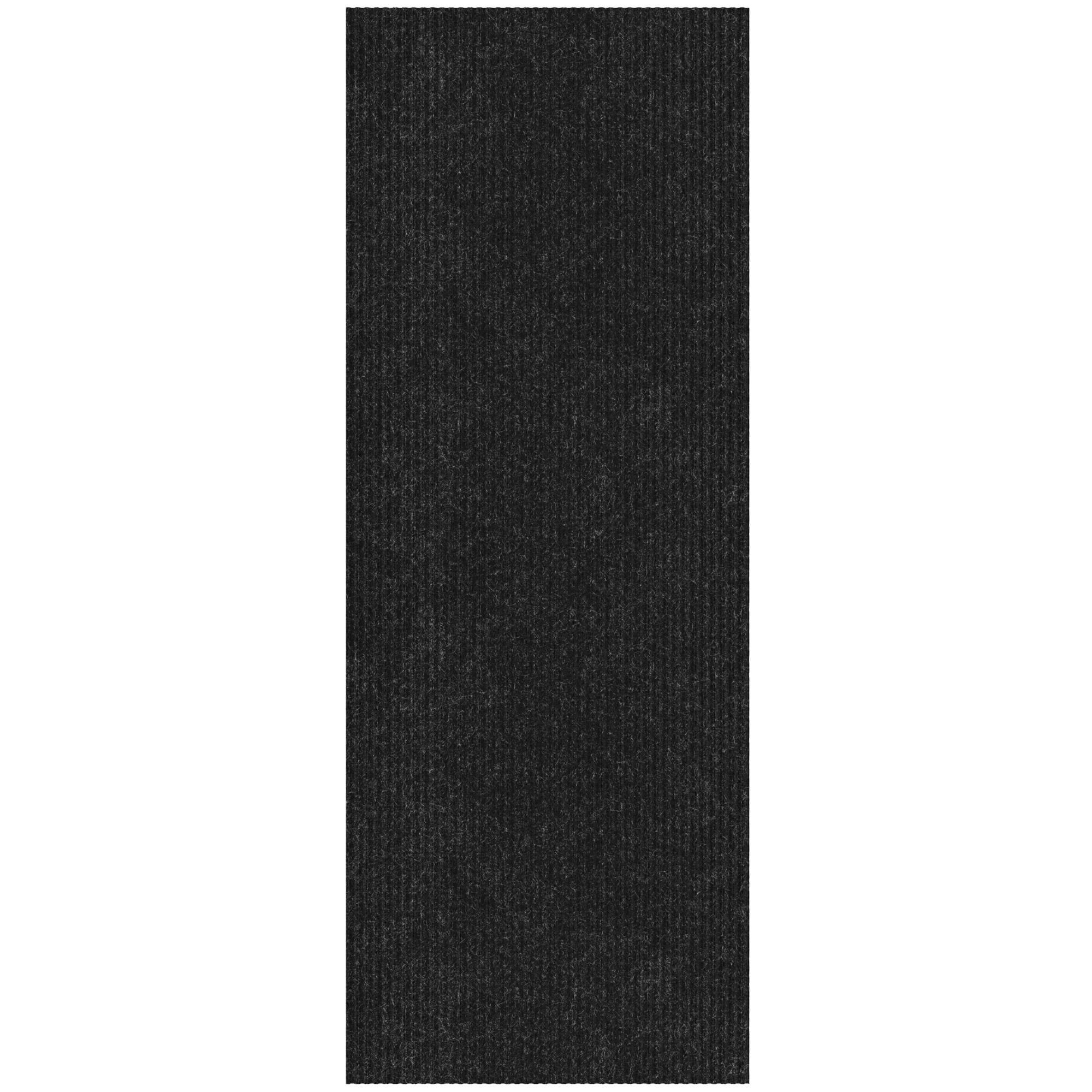 Ottomanson Stepwell Collection Utility Ribbed Garage Mat/Patio/Long Hallway Runner Rug, Black