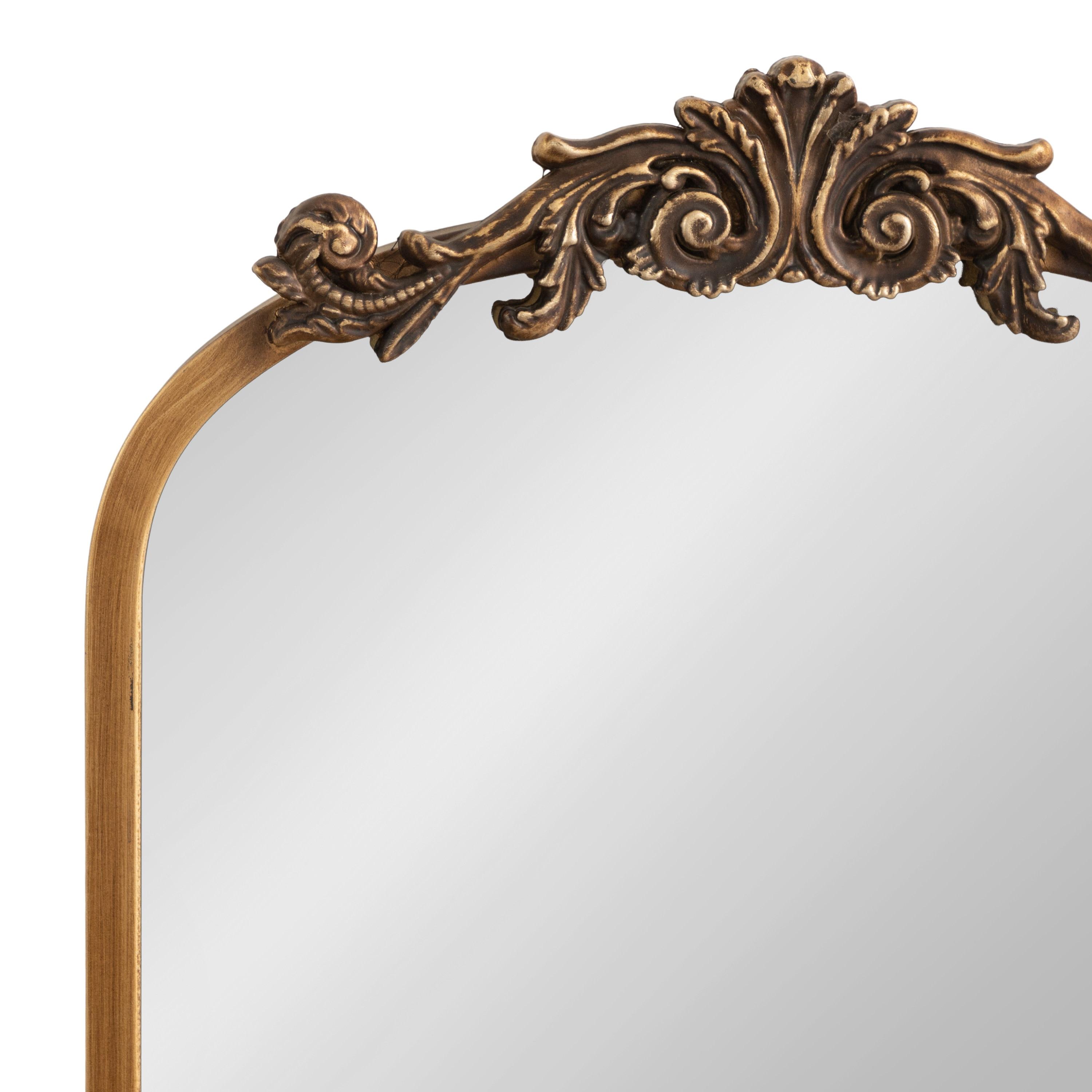 Kate & Laurel All Things Decor 16"x25" Arendahl Traditional Arch Mirror with Shelf: Baroque Design, Resin Garland