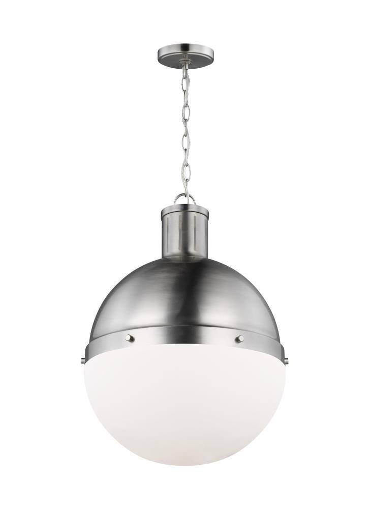 Geoffrey Brushed Nickel 1-Light Globe Pendant with Smooth White Glass