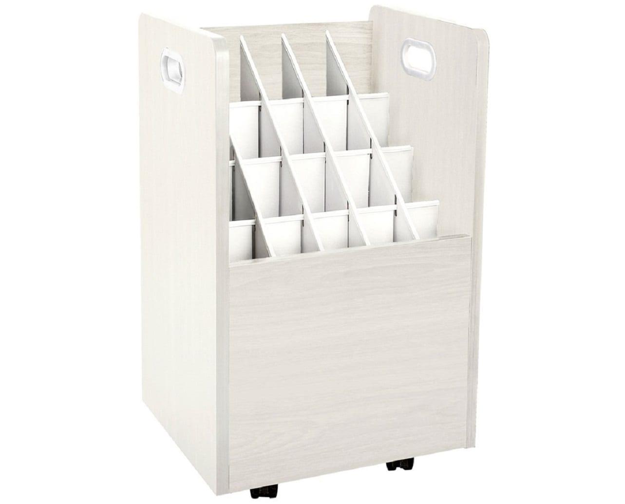 20-Slot Mobile Rolling Wood Blueprint Roll File Large Document Organizer