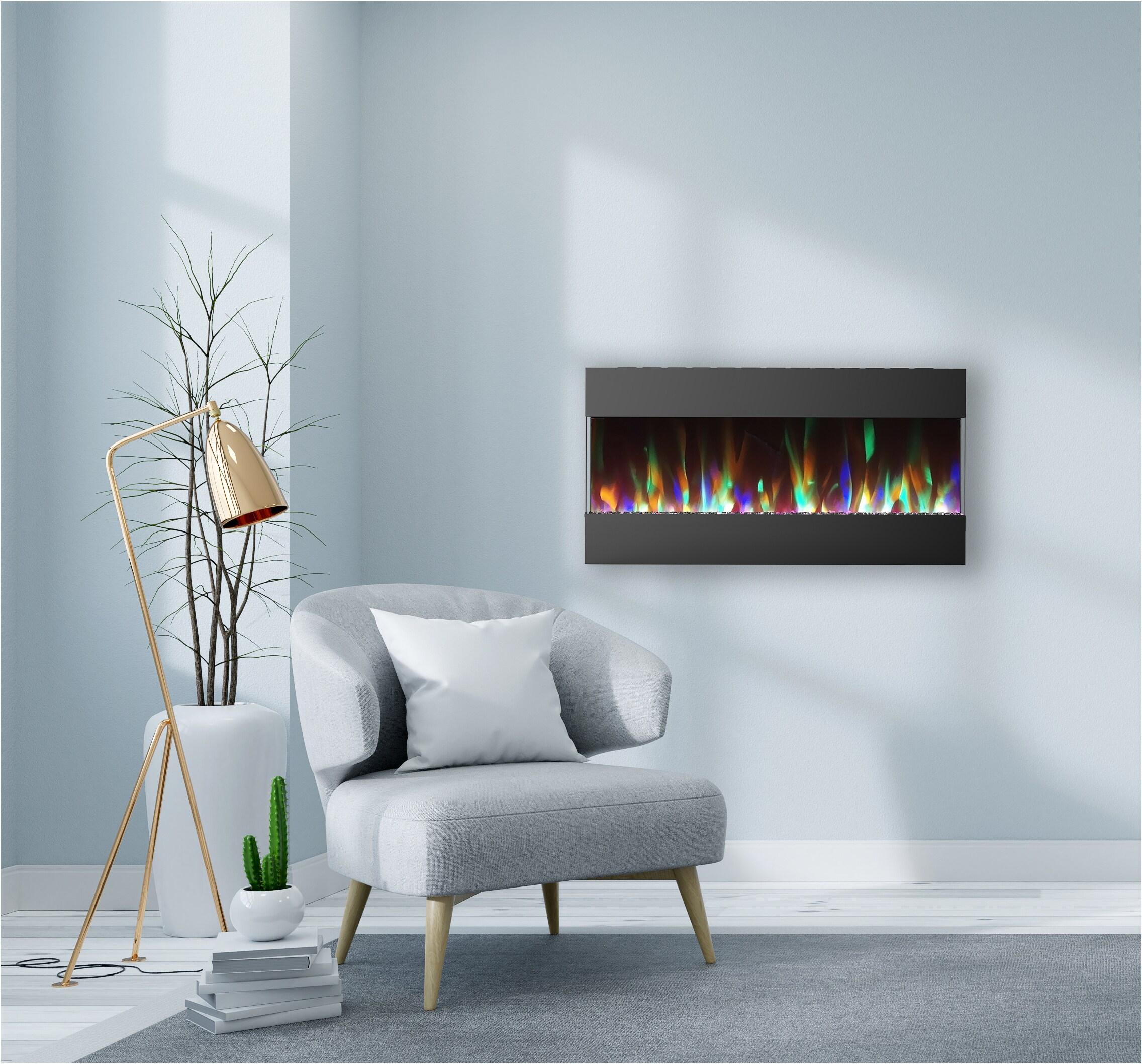 Cambridge Cambridge Recessed Wall Mounted Electric Fireplace with Crystal Rock Display