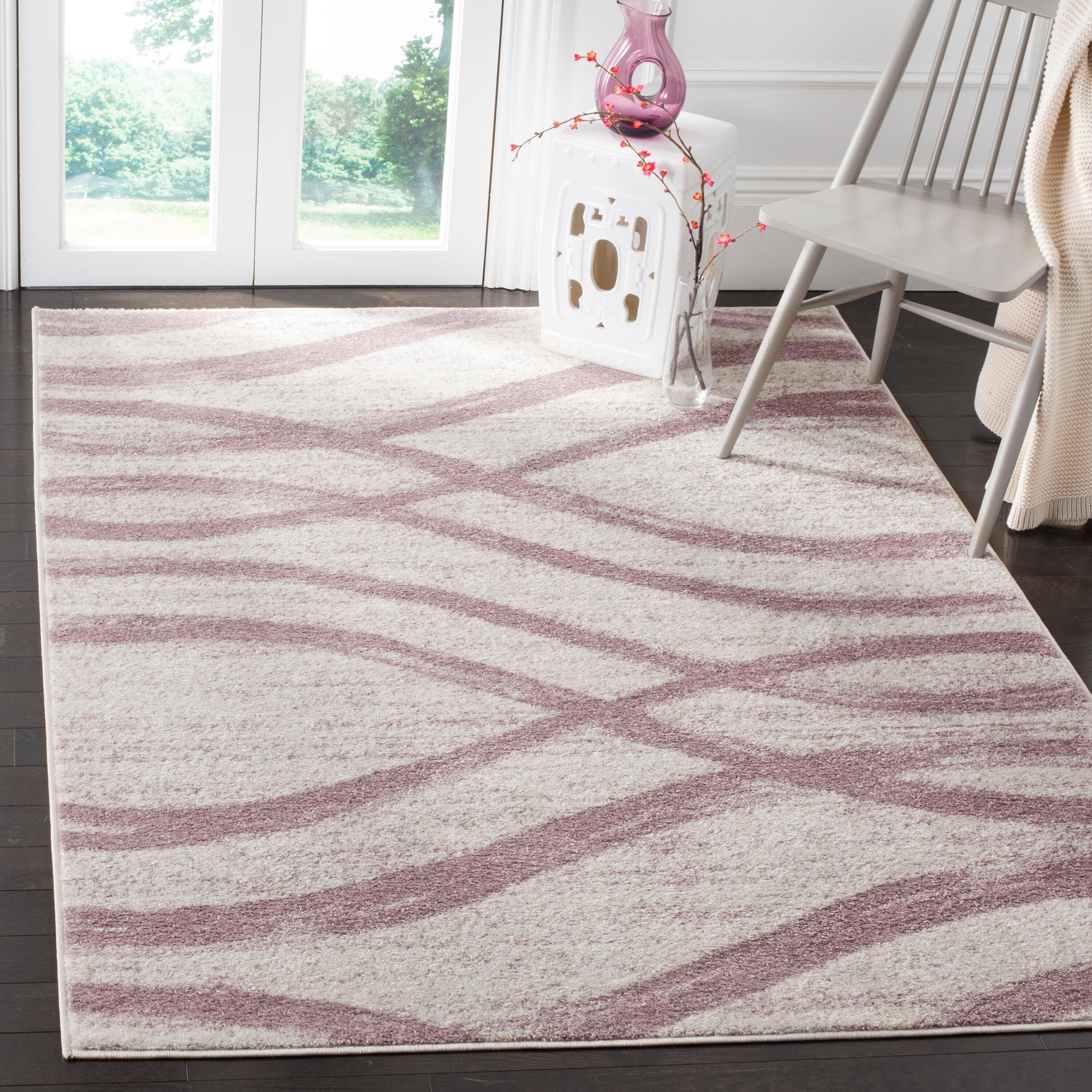 Adirondack ADR125 Machine Made Indoor Area Rug - Cream/Purple - 6'x9' - Safavieh