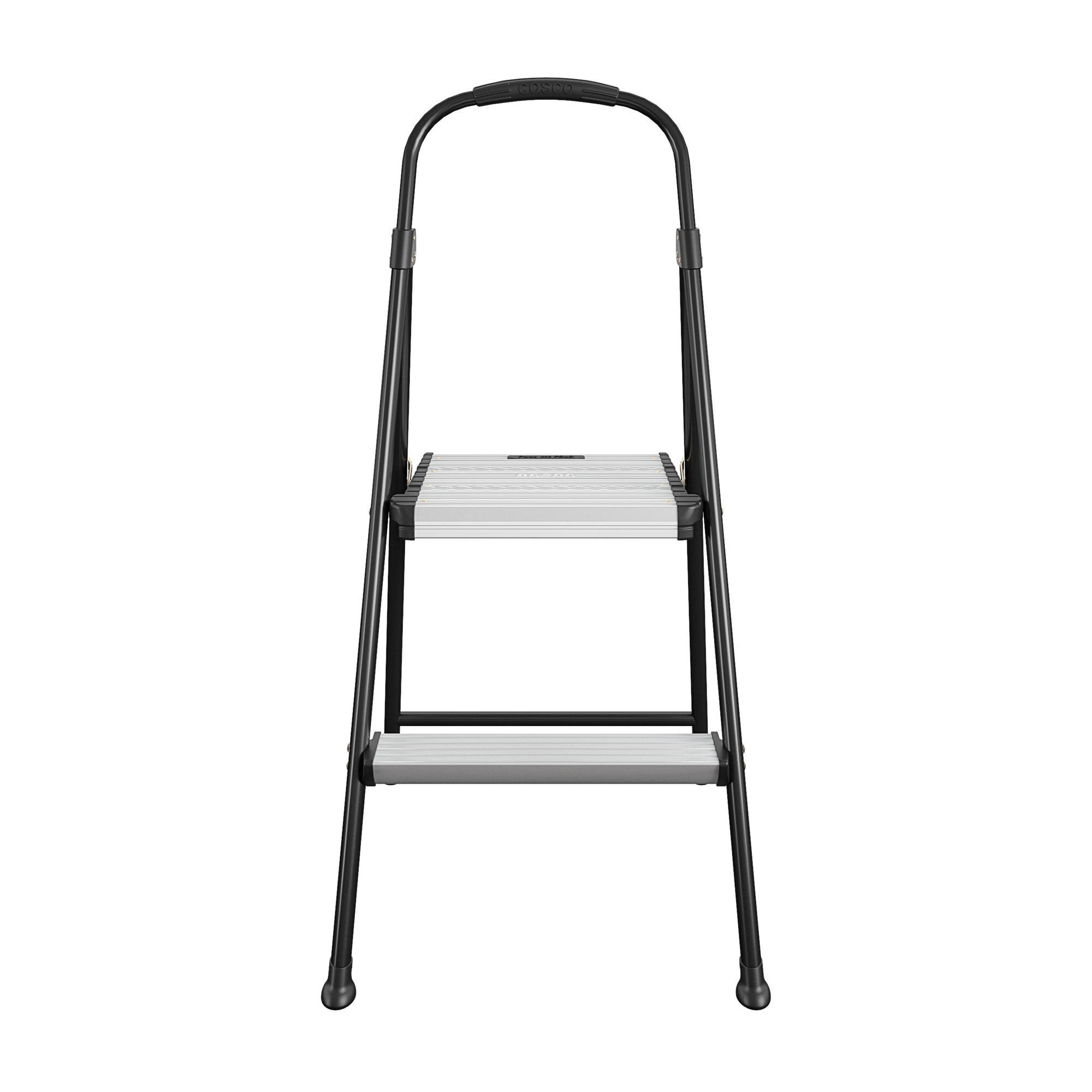 COSCO 2-Step Aluminum Folding Step Stool with Rubber Hand Grip