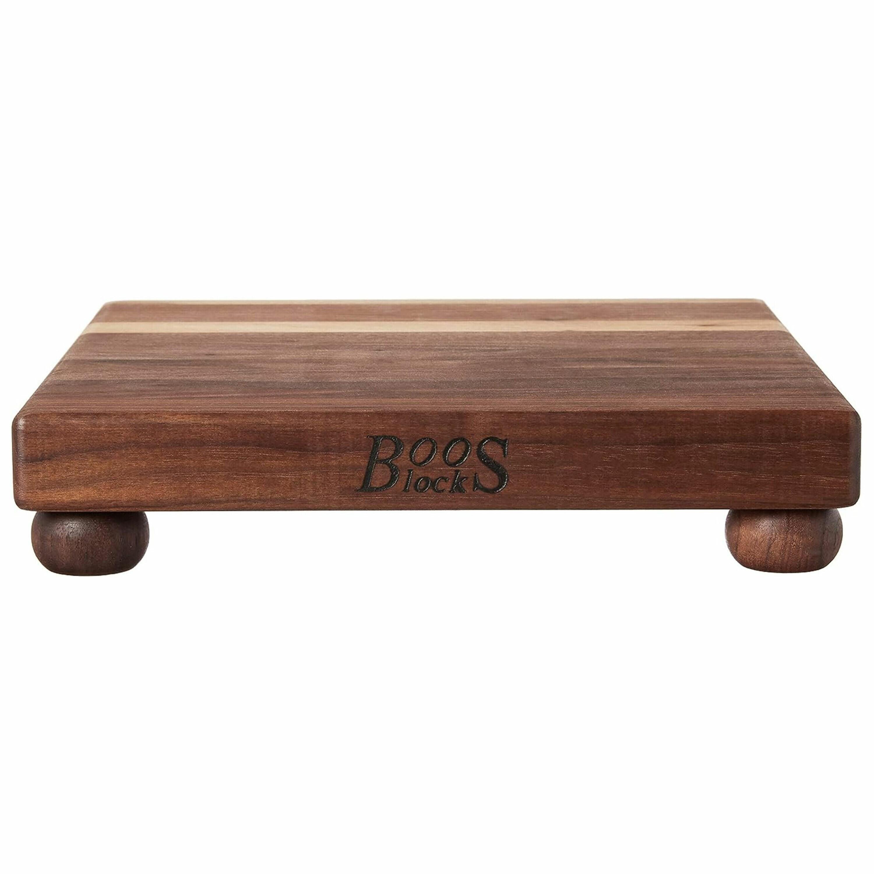 John Boos Gift 1.5" Edge Grain Walnut 12" Square Cutting Board with Wood Feet