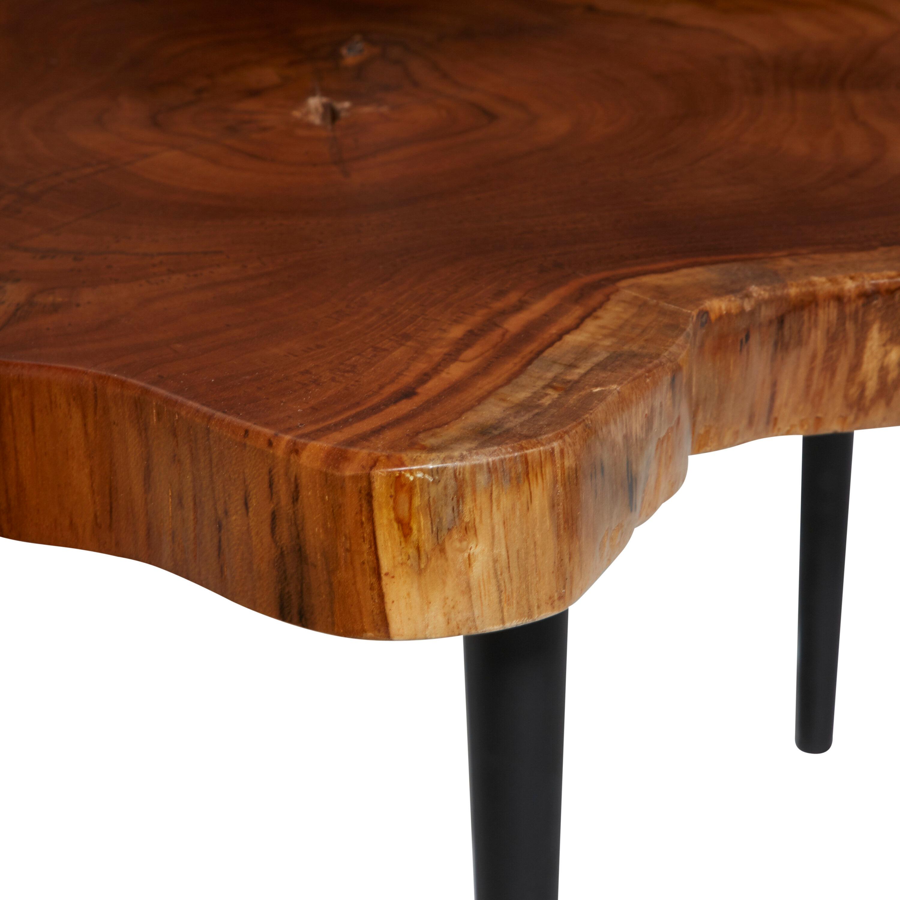 Rustic Teak Wood Accent Table Dark Brown - Olivia & May: Handcrafted, No Assembly Required