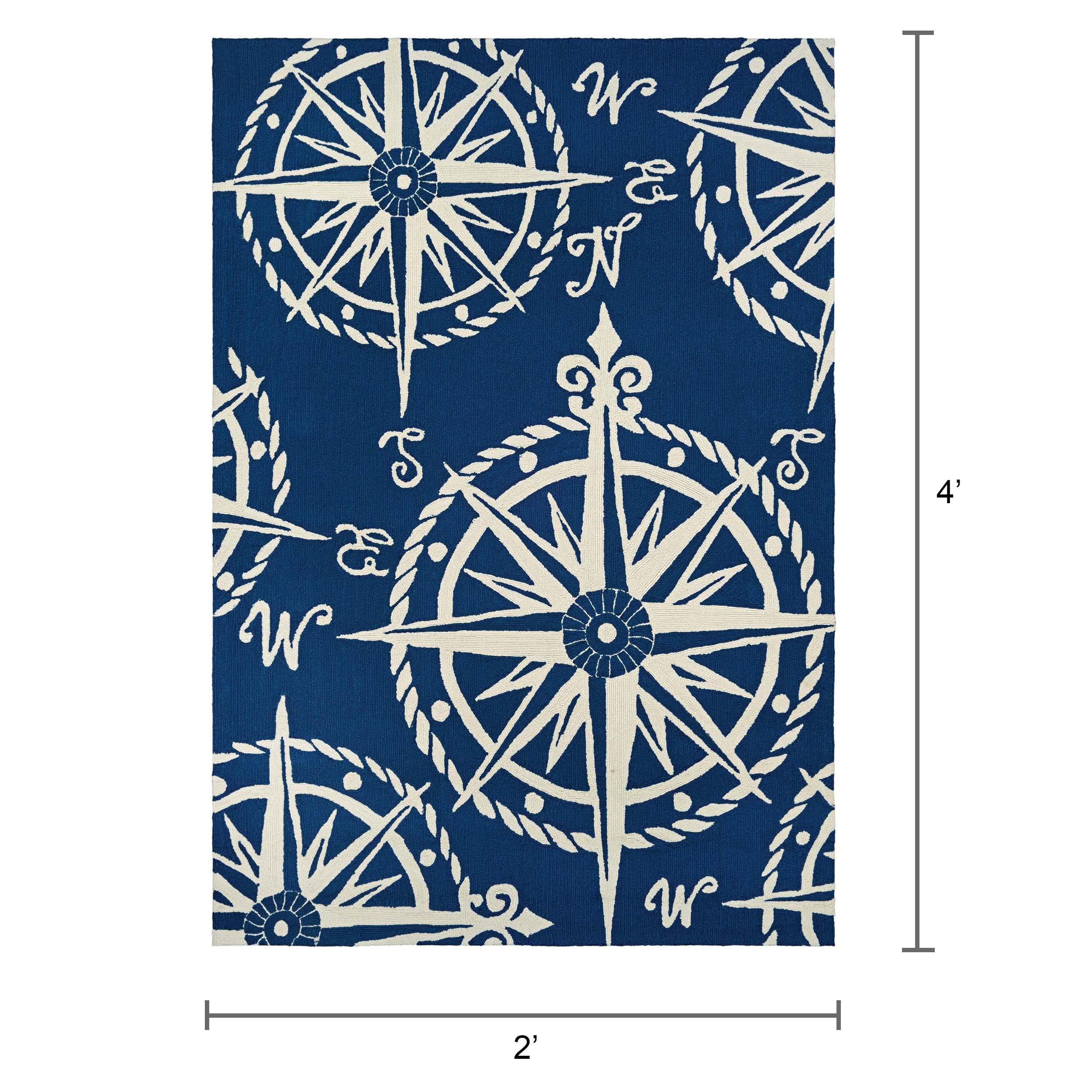 Couristan Outdoor Escape Mariner Indoor/Outdoor Area Rug, 2' x 4', Navy-Ivory