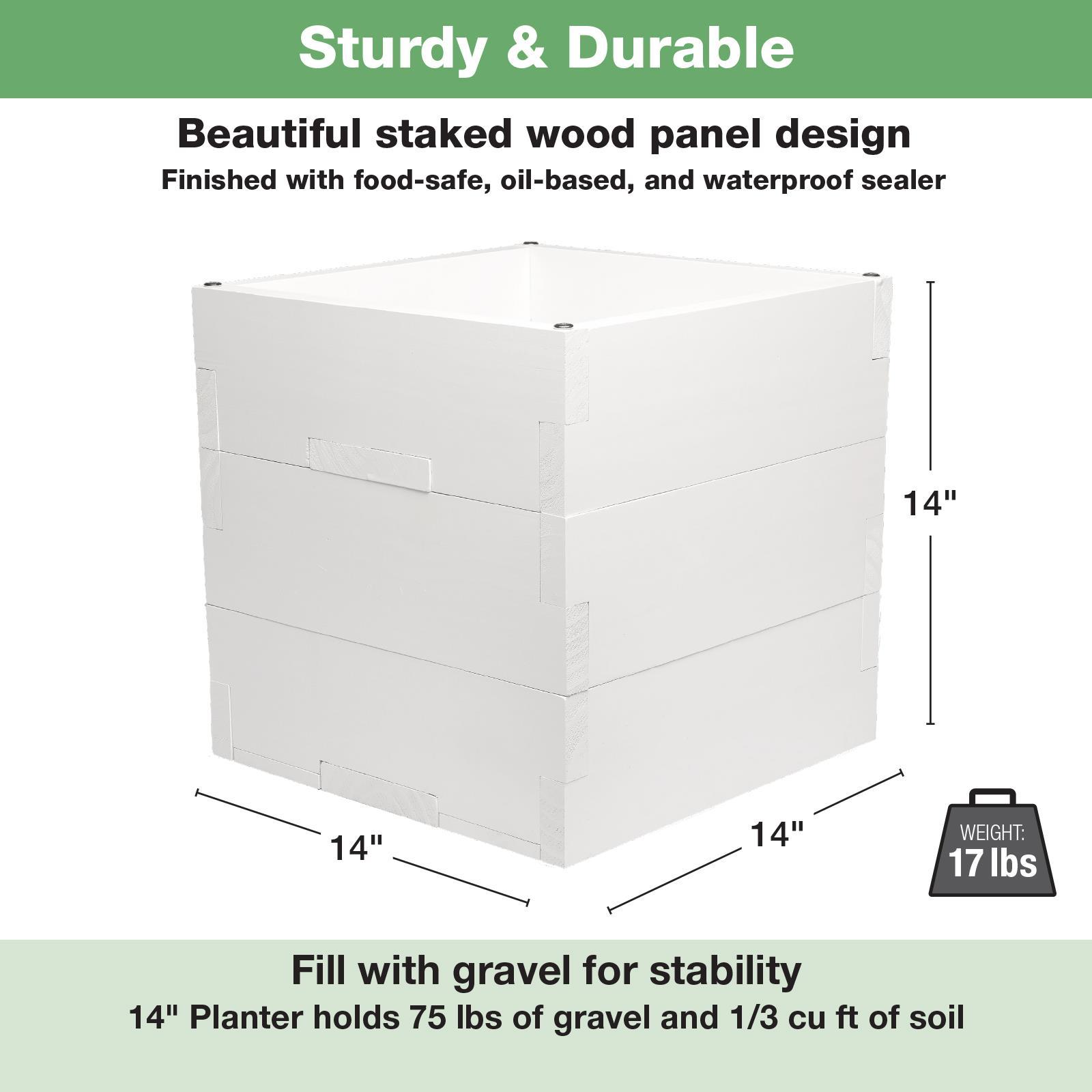 RTA Planter Box With Pole Holder (White) - 14"x14" Undersized (Large)