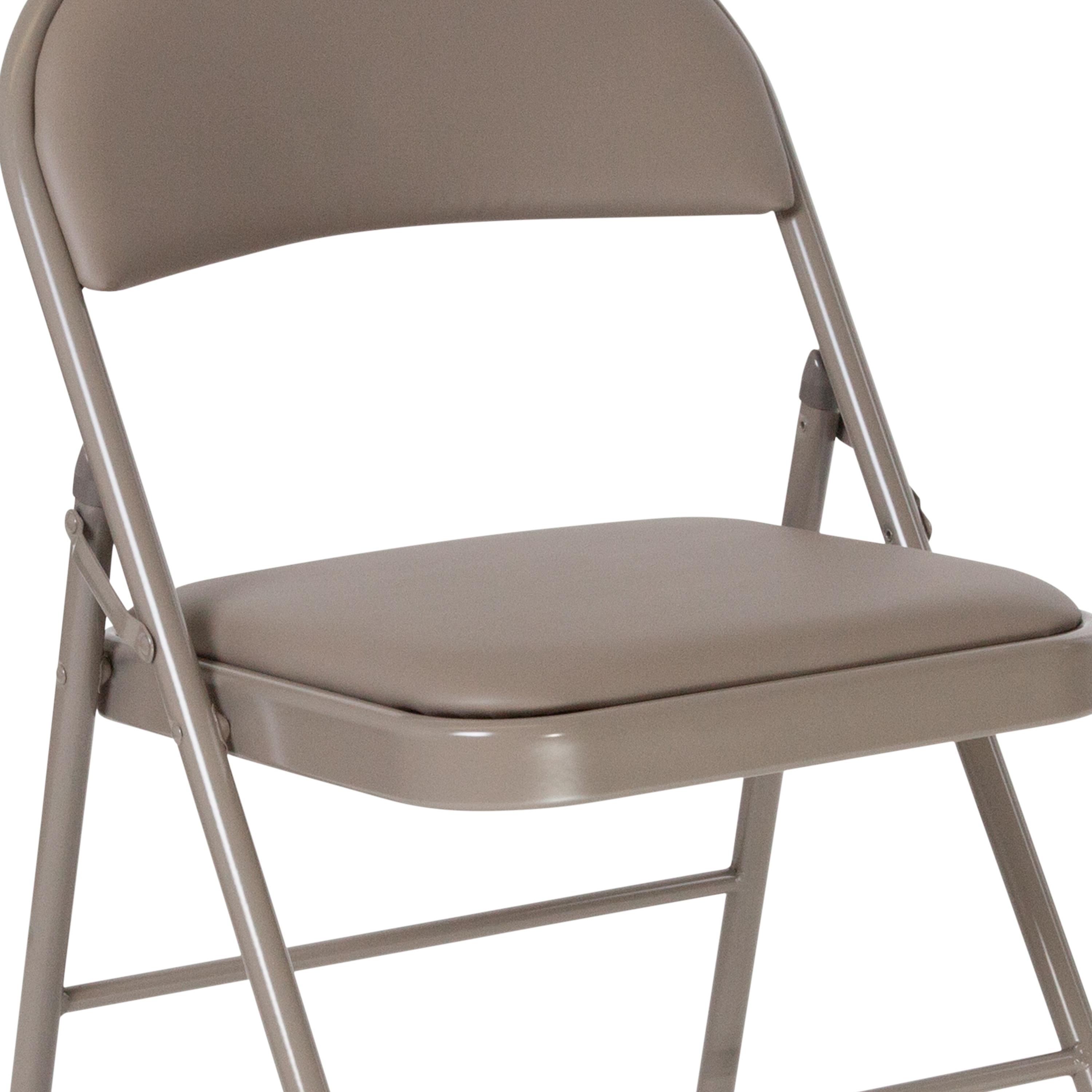 Flash Furniture 4 Pack HERCULES Series Double Braced Gray Vinyl Folding Chair