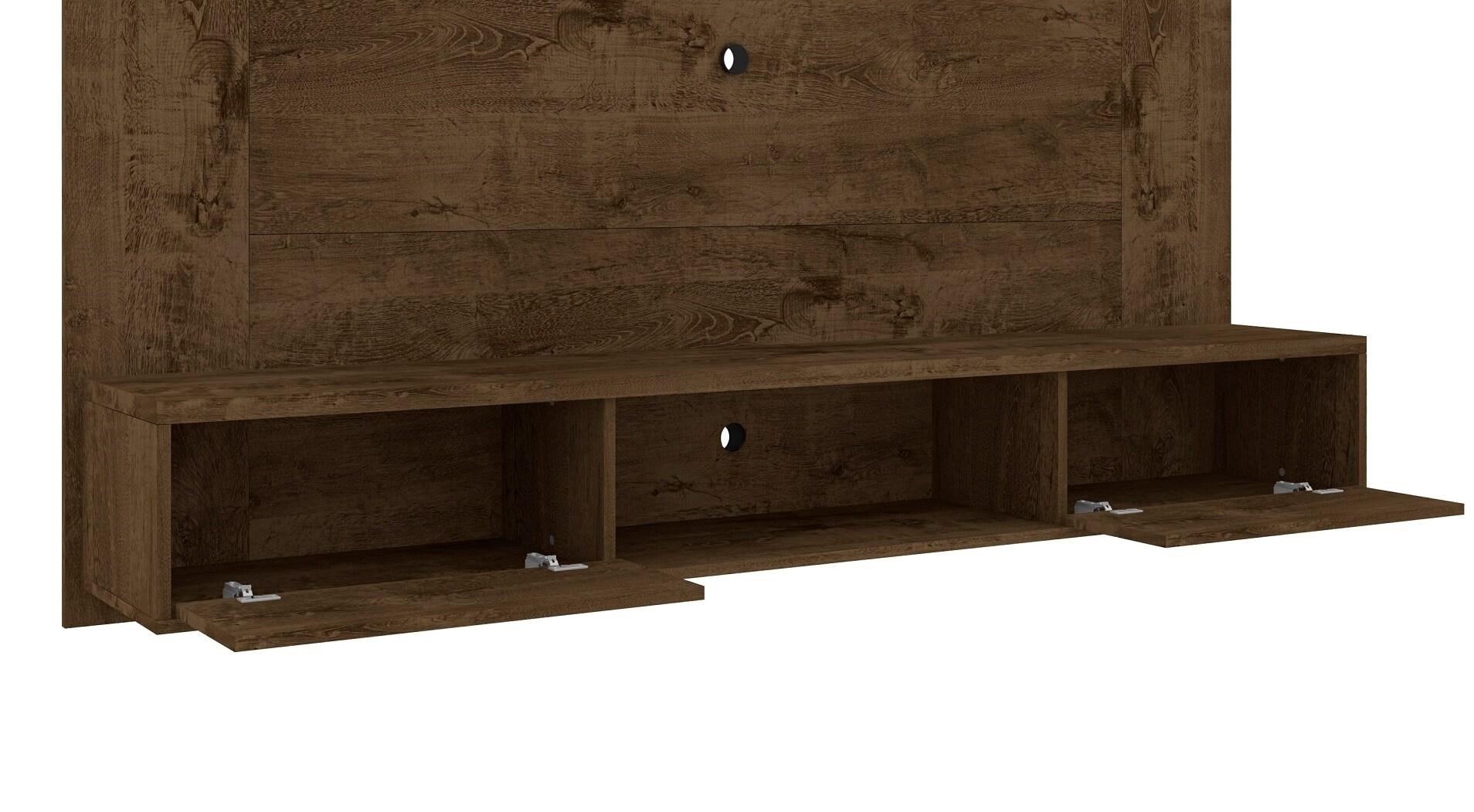 Manhattan Comfort Liberty Wood Entertainment Center for TVs up to 65", Rustic Brown