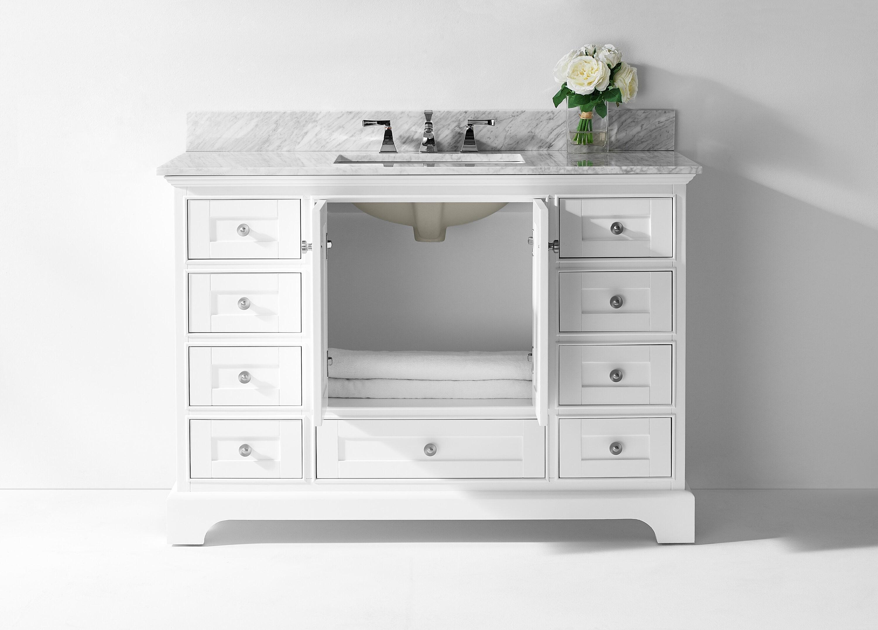 Ancerre Designs Audrey 48" Wood Bathroom Vanity Set with 2 Doors in White