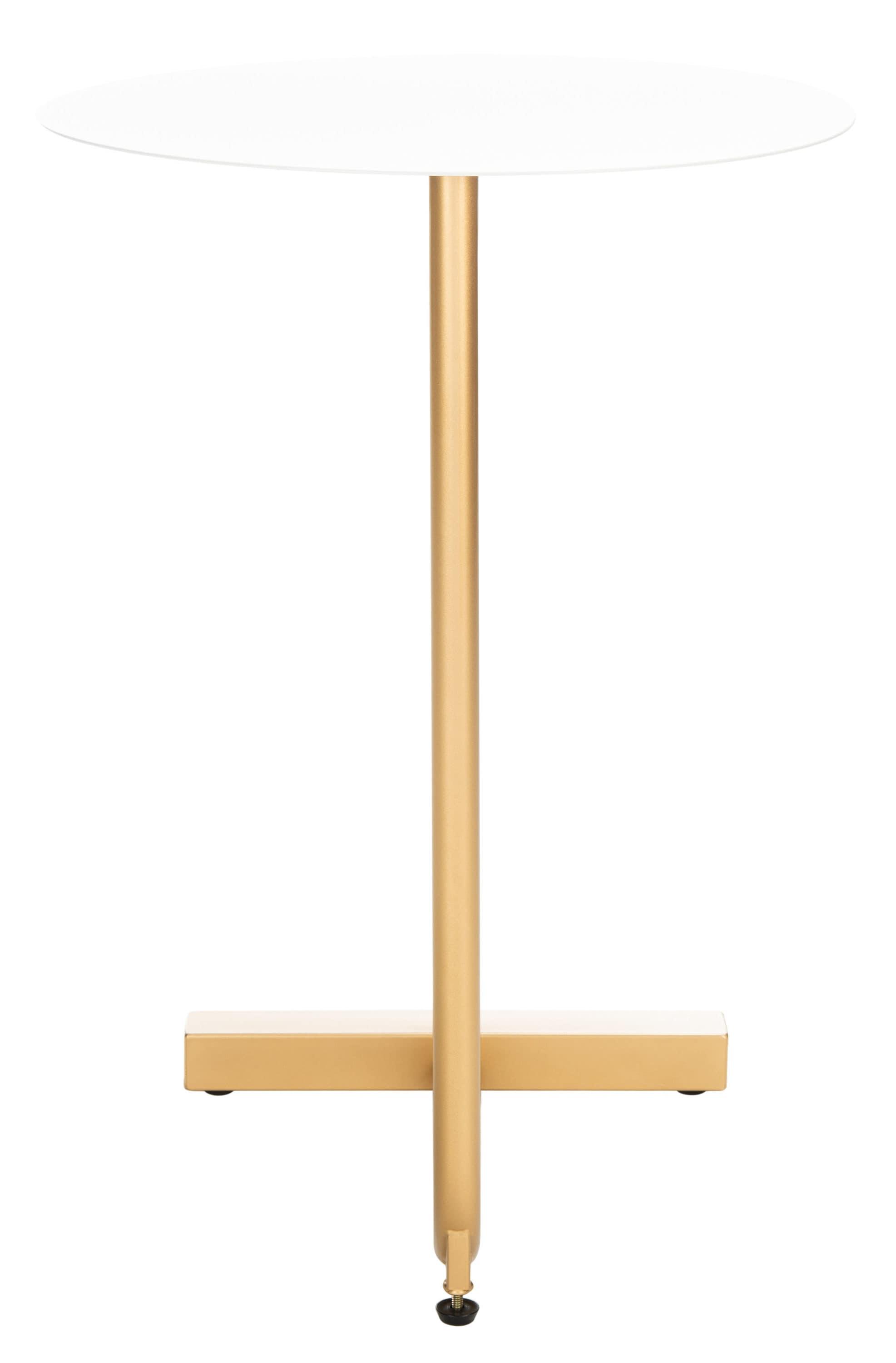 Haylee Round Side Table - White/Gold - Safavieh.