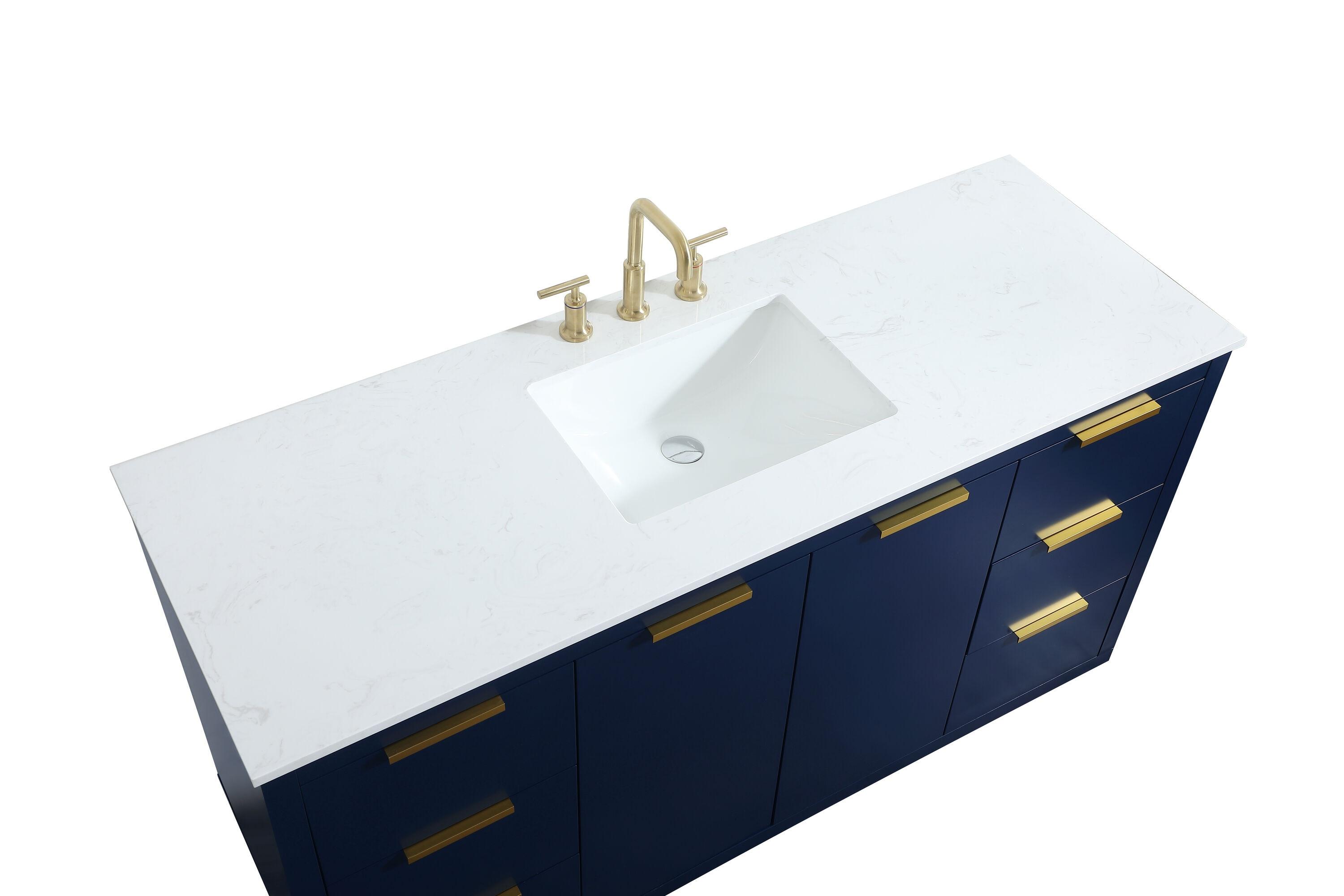 Elegant Decor Blake 60" Aluminum Alloy MDF Single Bathroom Vanity in Blue