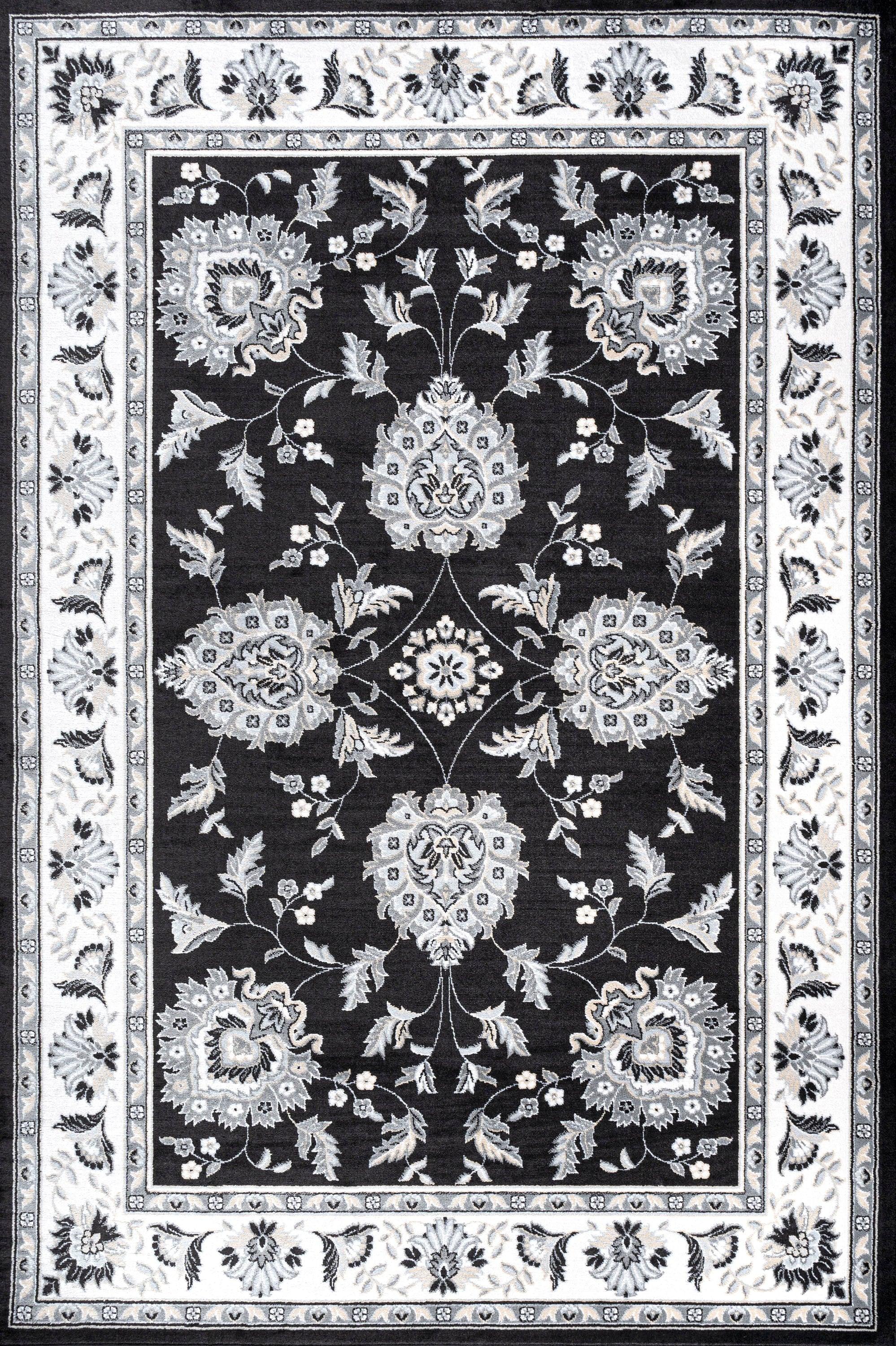 5'x 8' Cherie French Cottage Area Rug, Black/Cream - JONATHAN Y