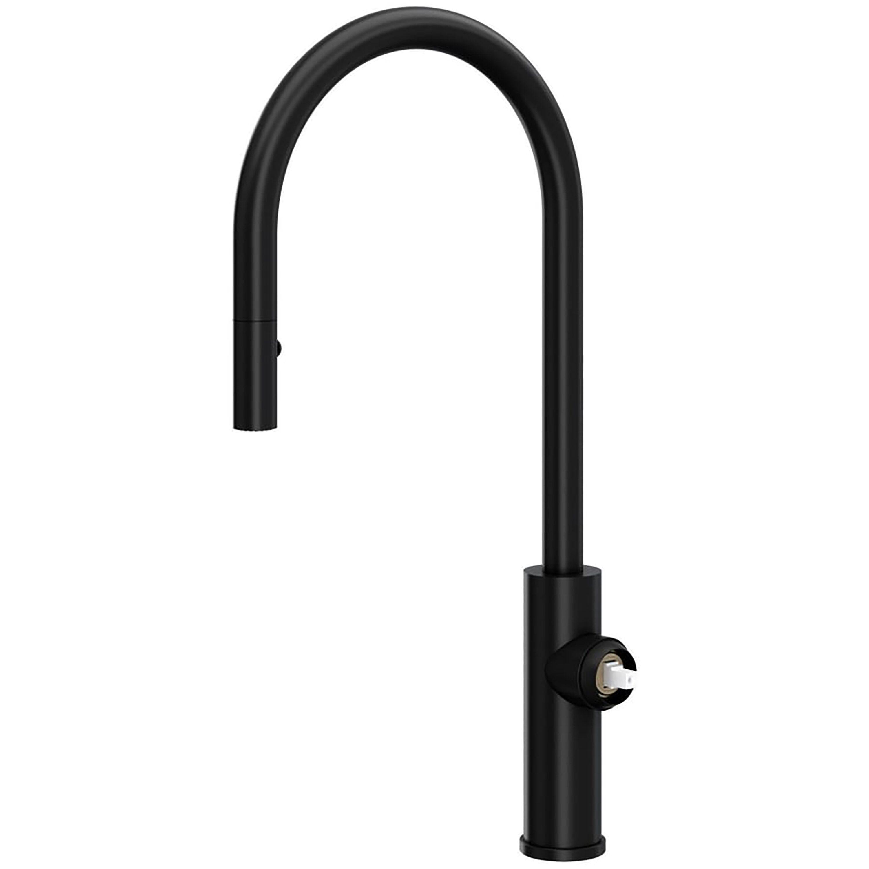Rohl Eclissi™ Pull-Down Bar/Food Prep Kitchen Faucet with C-Spout and Handle EC65D1MB+EC81IWMB
