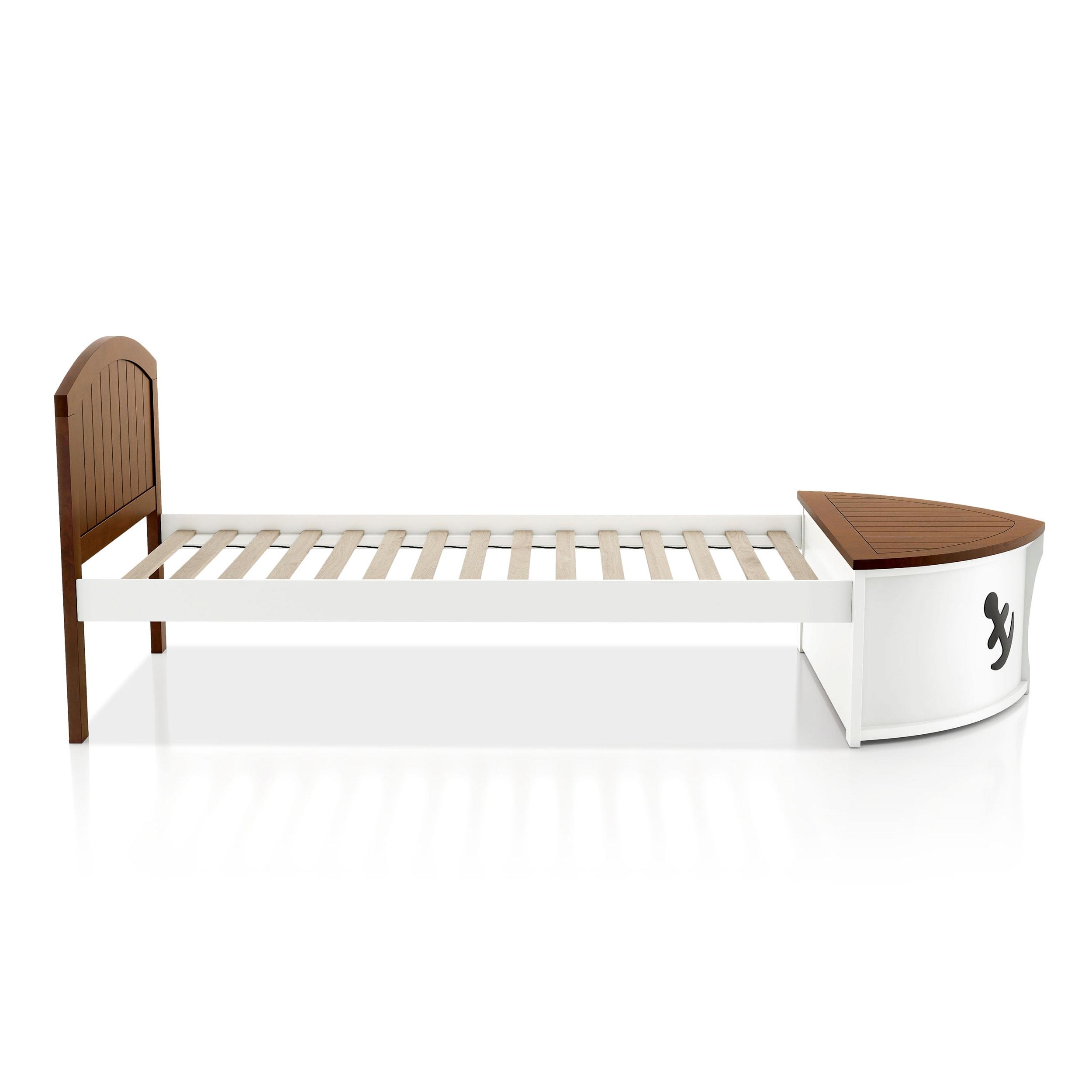 Furniture of America Badedu Kids Solid Wood Twin Captain Bed White and Oak