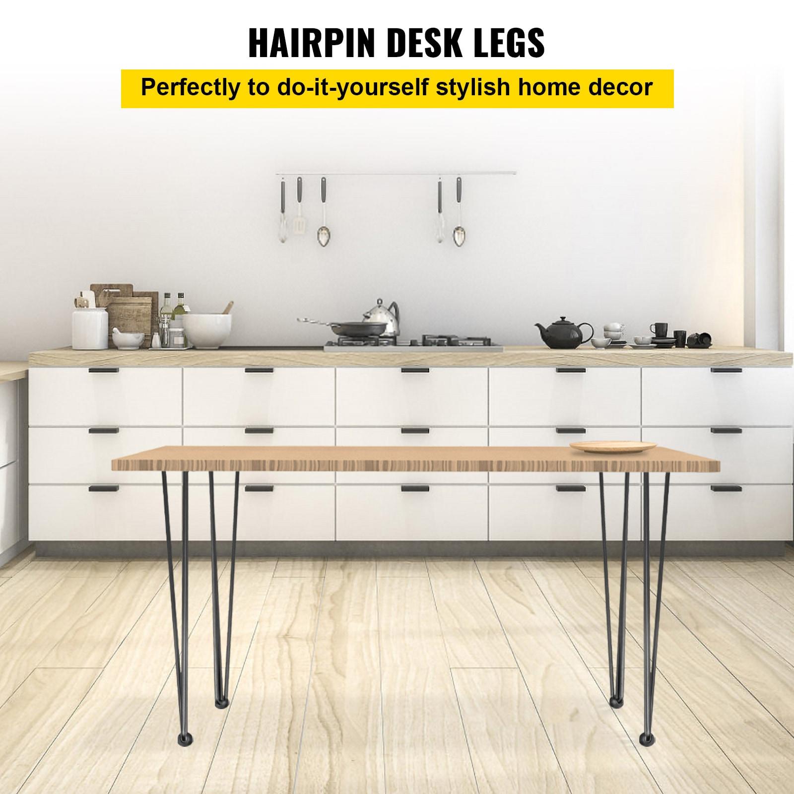 VEVOR Hairpin Table Legs, Set of 4, 18" Black Desk Legs, 880lbs Load Capacity