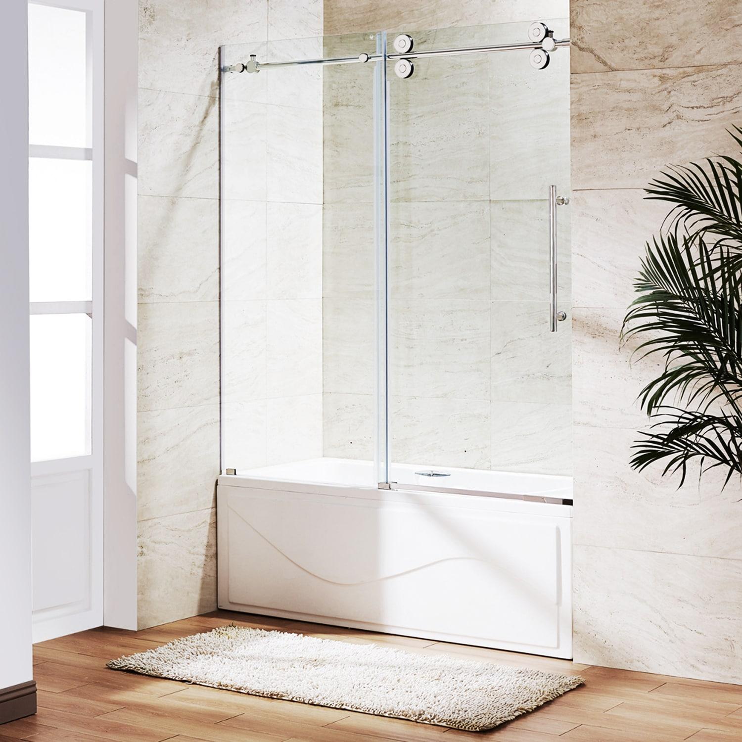 Elan 56-60" W x 66" H Sliding Frameless Tub Door with 3/8" Clear Glass