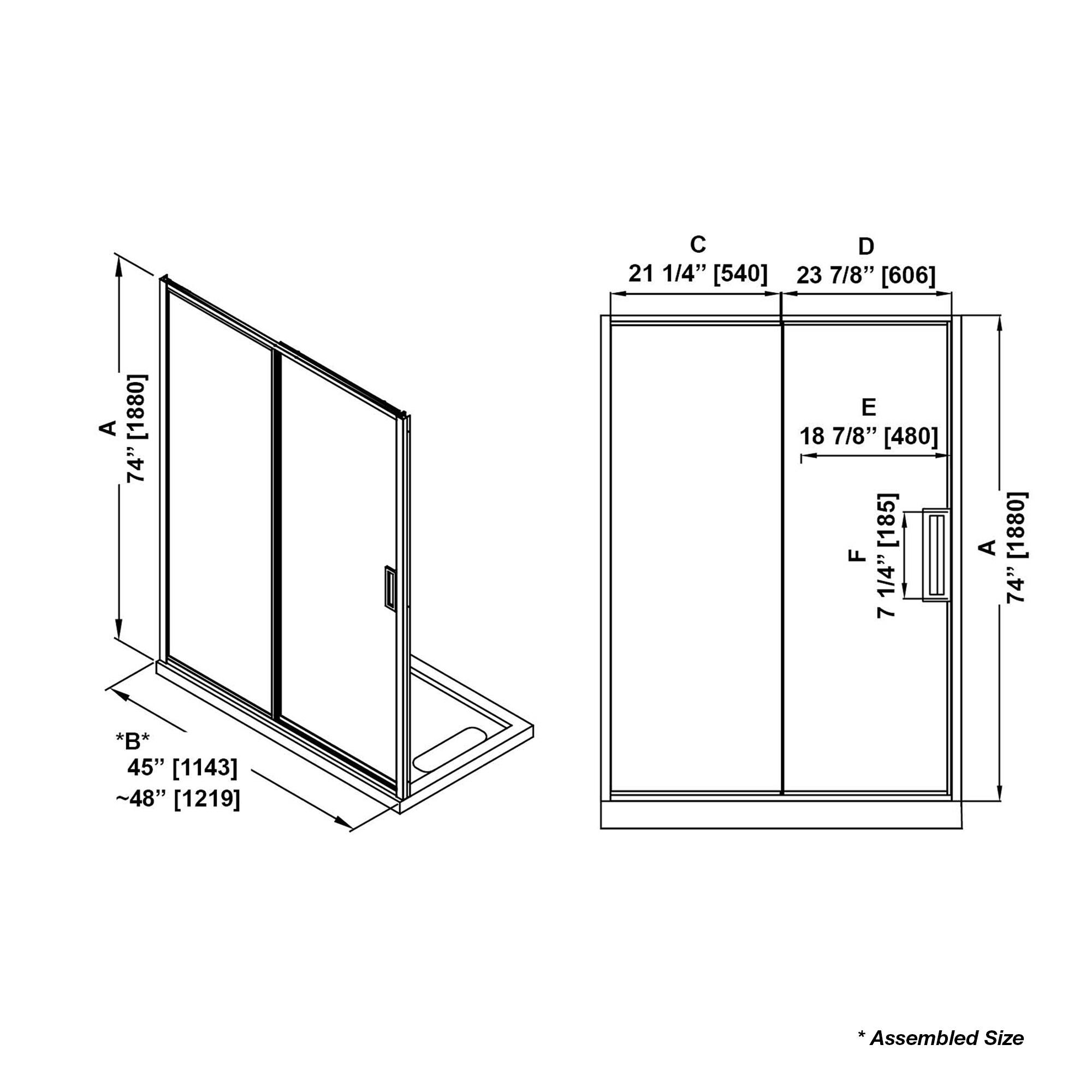 Ove Decors Stanford 48 In. W X 74 In. H Sliding Clear Straight Alcove Shower Door