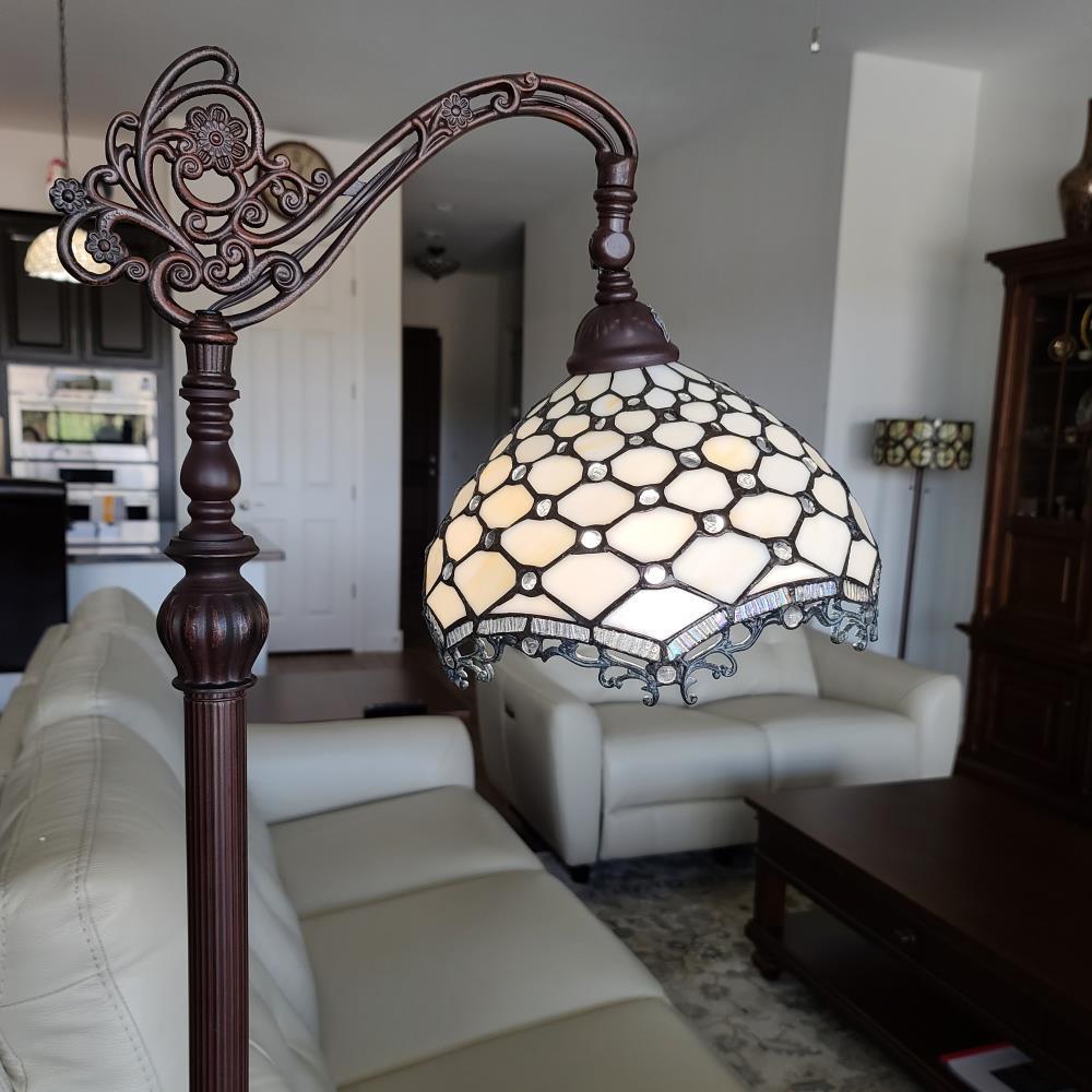 Amora Lighting Tiffany Style Jeweled Reading Floor Lamp 62" High