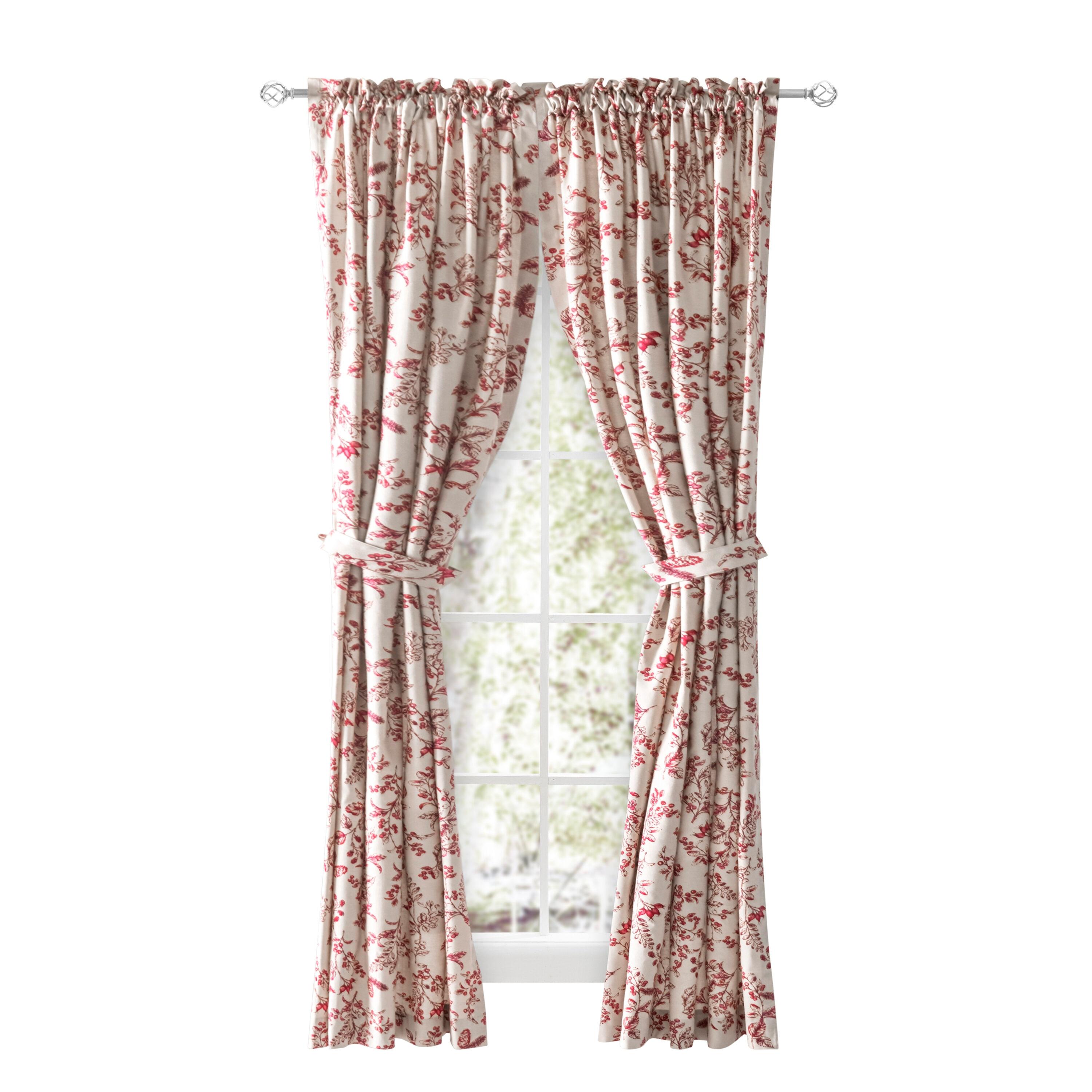 Ricardo Waverly Gardens Rod Pocket Tailored Pair w/Tiebacks 84x54 Garnet