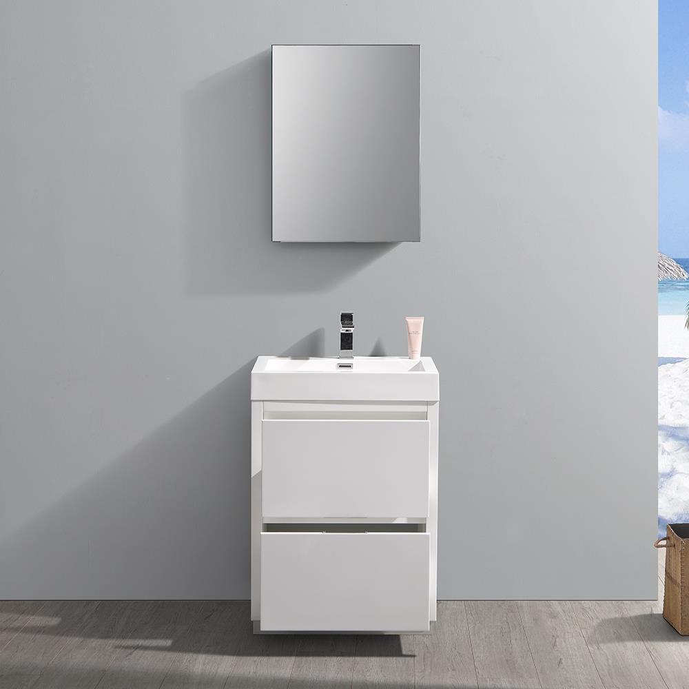 Fresca Valencia 24" Freestanding Single Sink Bathroom Vanity Set w/ Medicine Cabinet (Faucet Not Included)