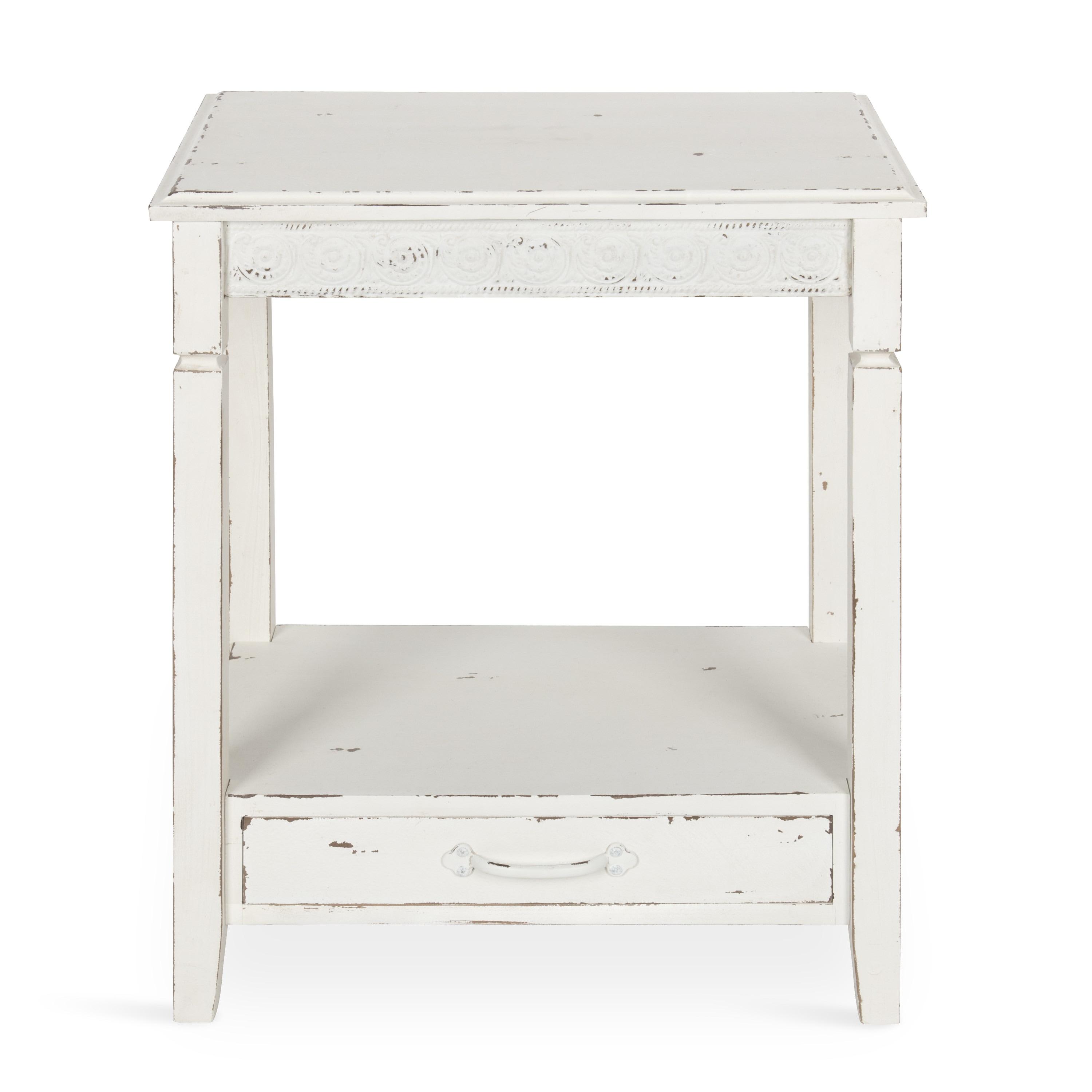 Kate and Laurel Idabelle Rectangle Wood Side Table, 13.5x22x27.75, White