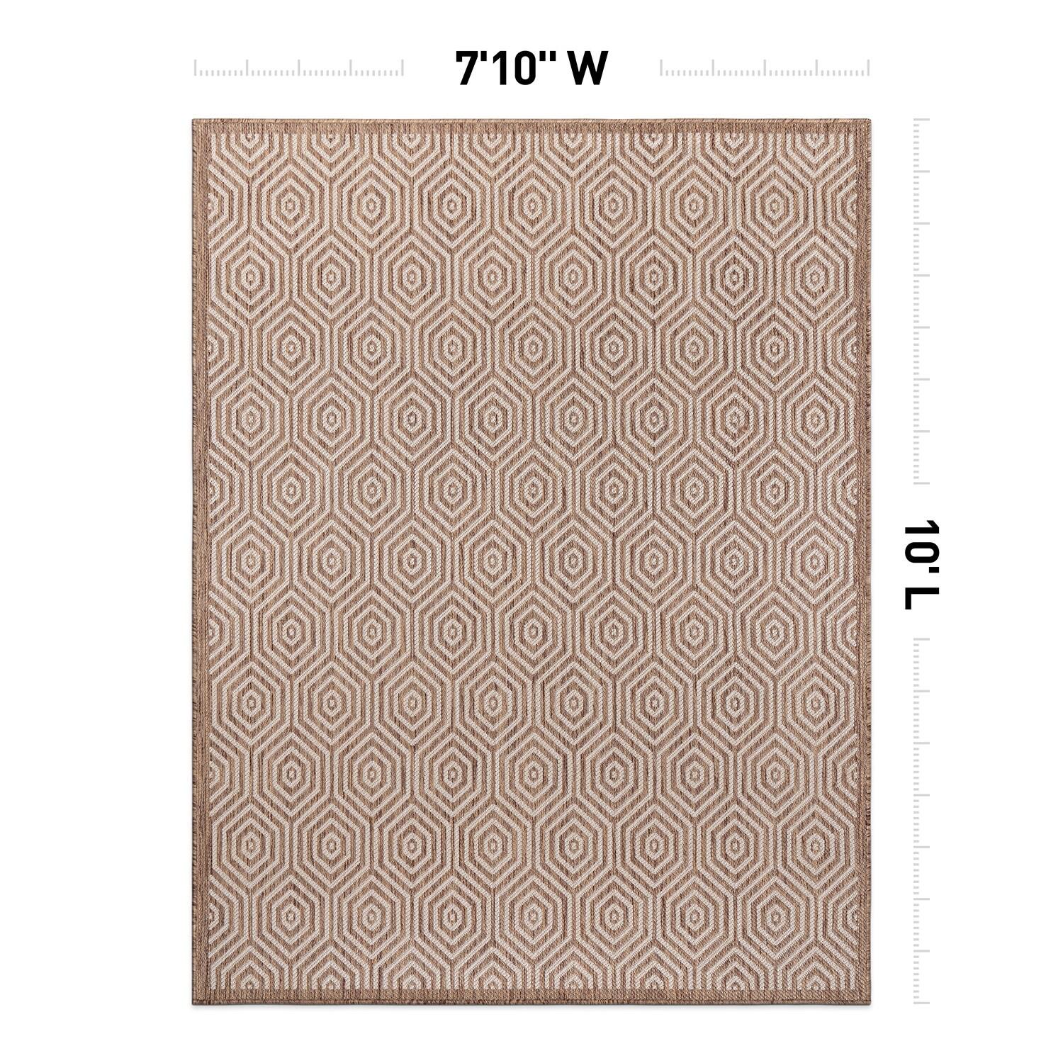 World Rug Gallery Modern Geometric Textured Flat Weave Indoor/Outdoor Area Rug - BROWN 7'10"X10'