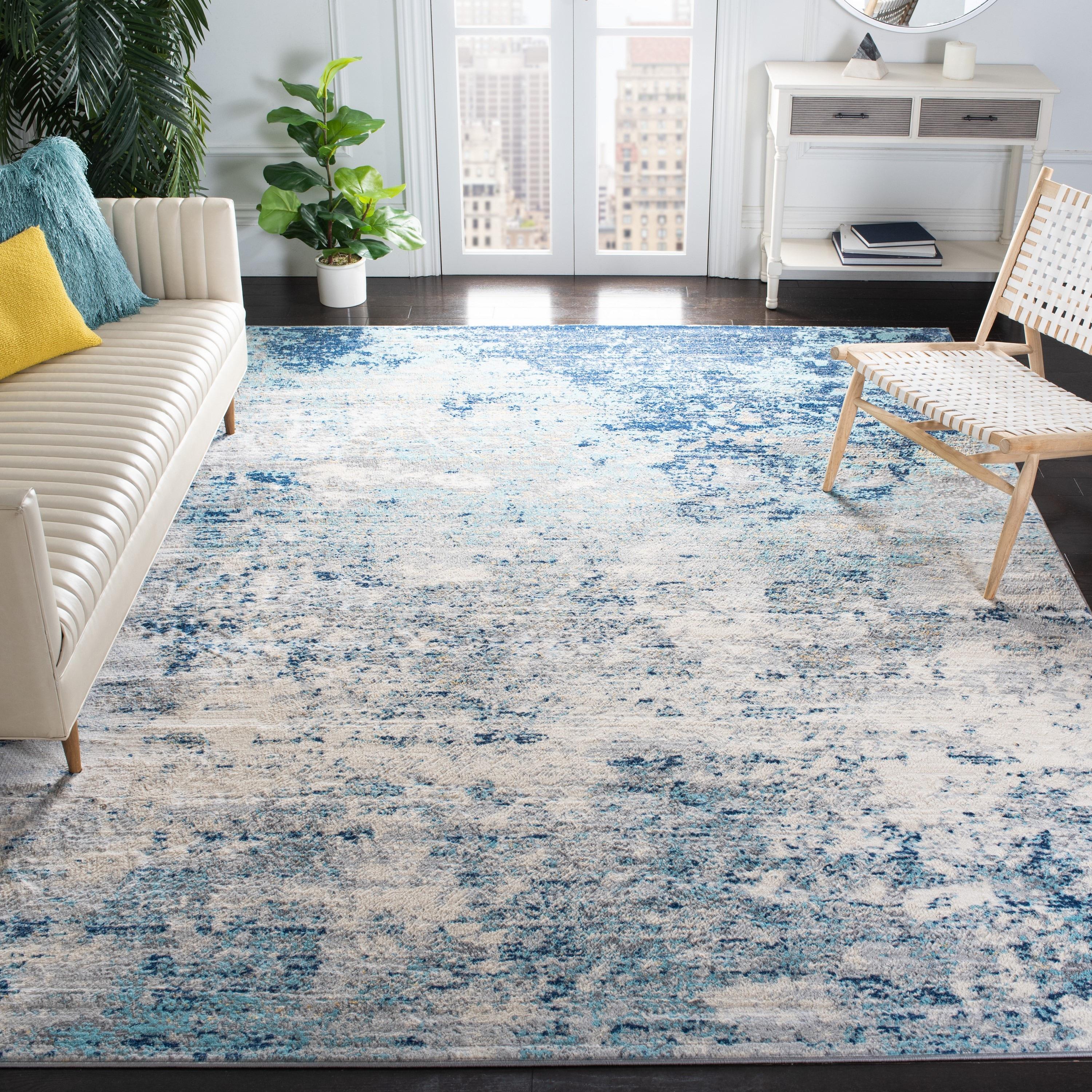 Brentwood BNT822 Power Loomed Area Rug - Light Grey/Blue - 3'x3' - Safavieh.