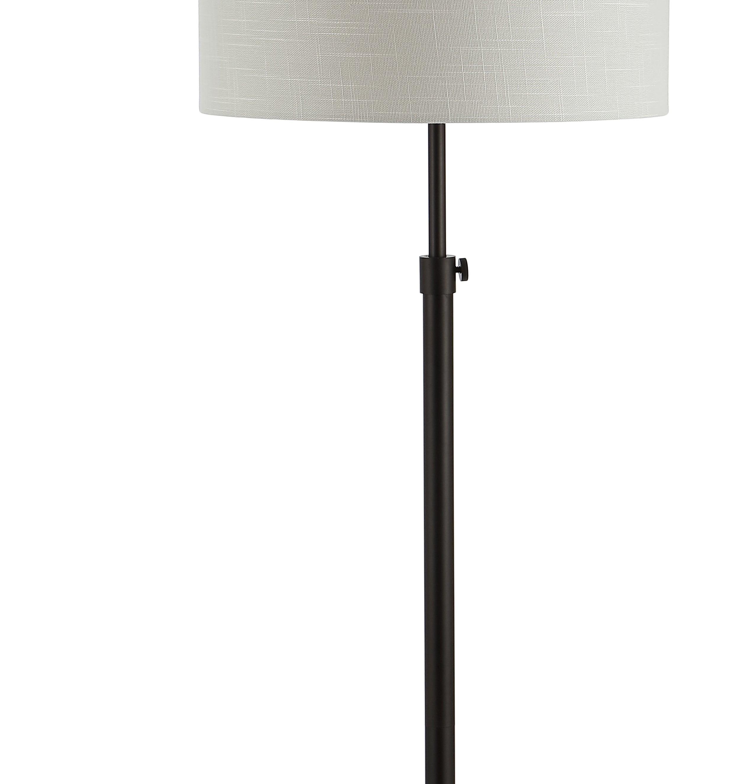 June Contemporary Adjustable 66" Oil-Rubbed Bronze Floor Lamp with White Linen Shade