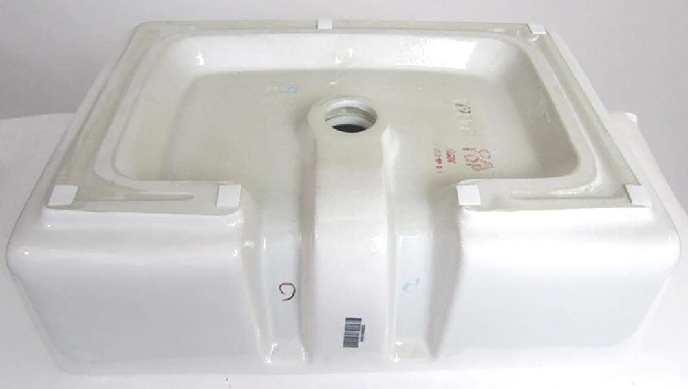 EAGO 14.125'' White Porcelain Rectangular Bathroom Sink with Overflow