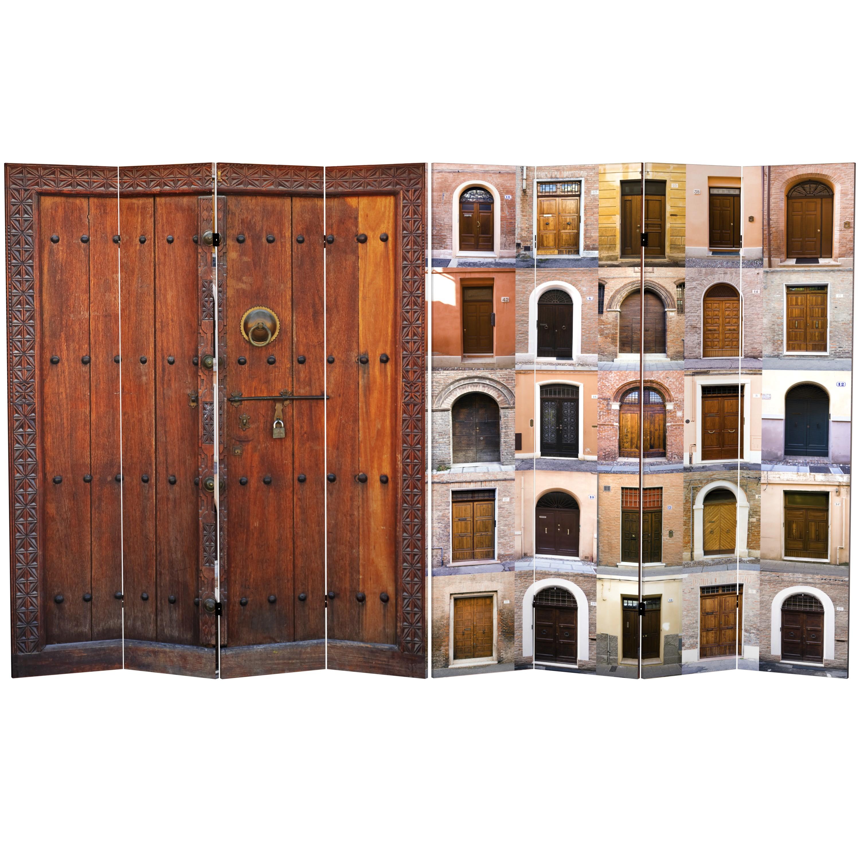 6' Tall Double Sided Doors Canvas Room Divider 4 Panel - Oriental Furniture: Gallery Quality, No Assembly Required