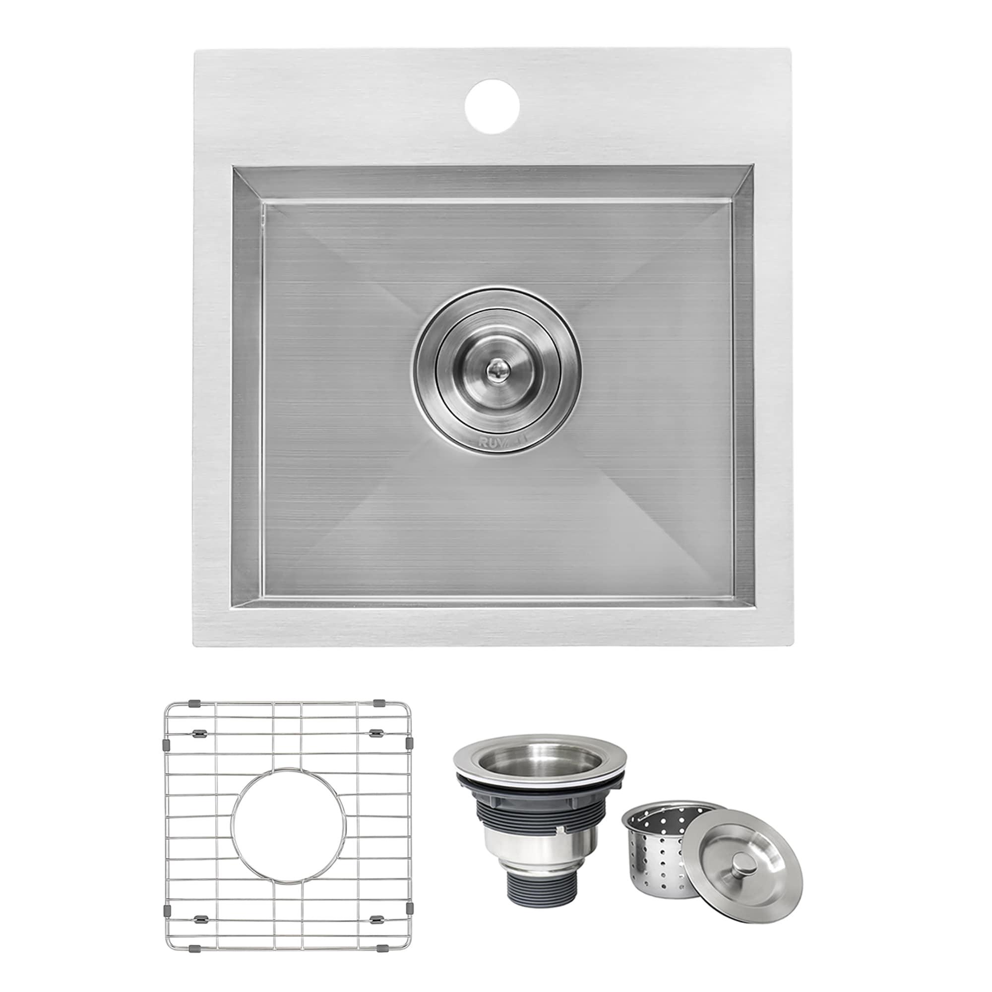 Ruvati Drop-in Topmount Bar Prep Sink 16 Gauge Stainless Steel Single Bowl