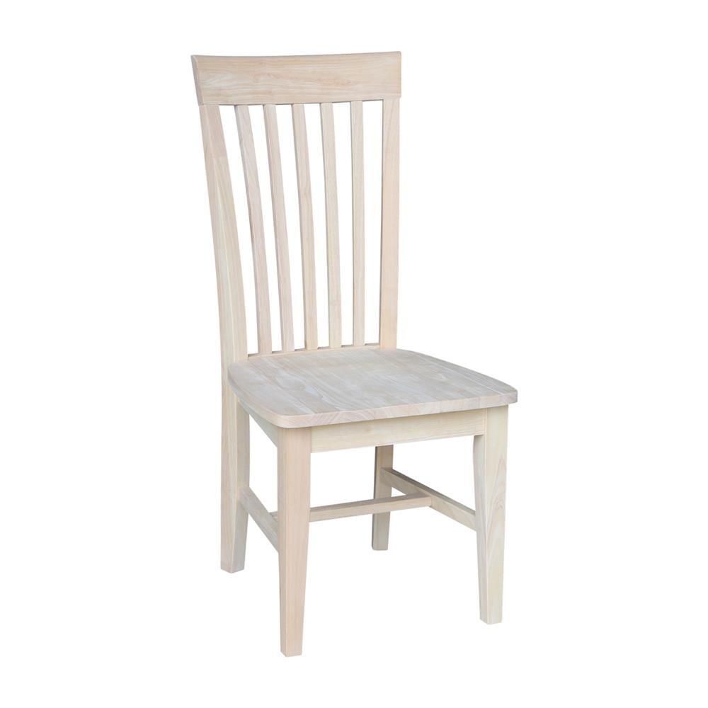 Set of 2 Tall Mission Chairs Wood/Unfinished - International Concepts: Solid Parawood, Kitchen Furniture