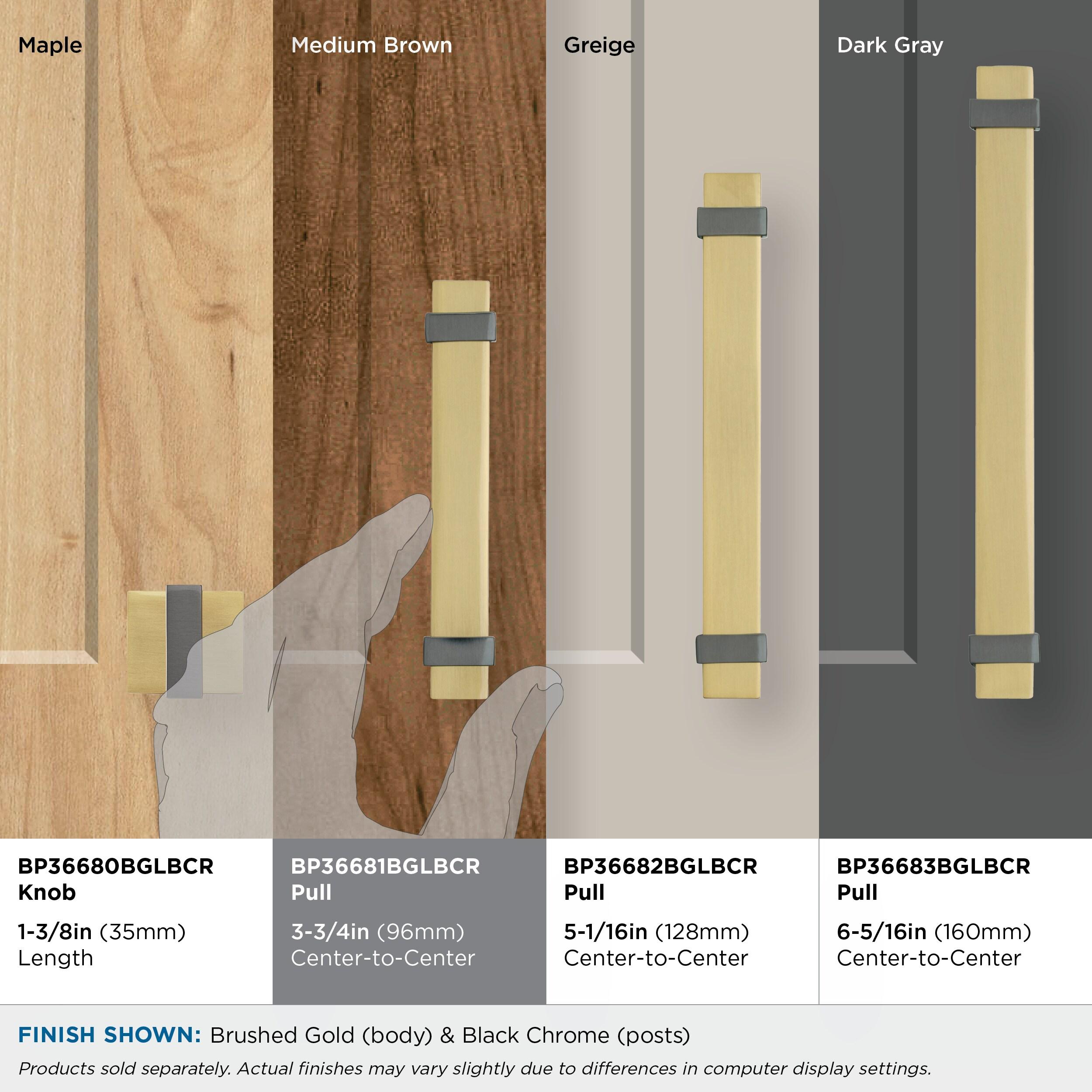 Amerock Overton 3-3/4 inch (96mm) Center-to-Center Brushed Gold/Black Chrome Cabinet Pull