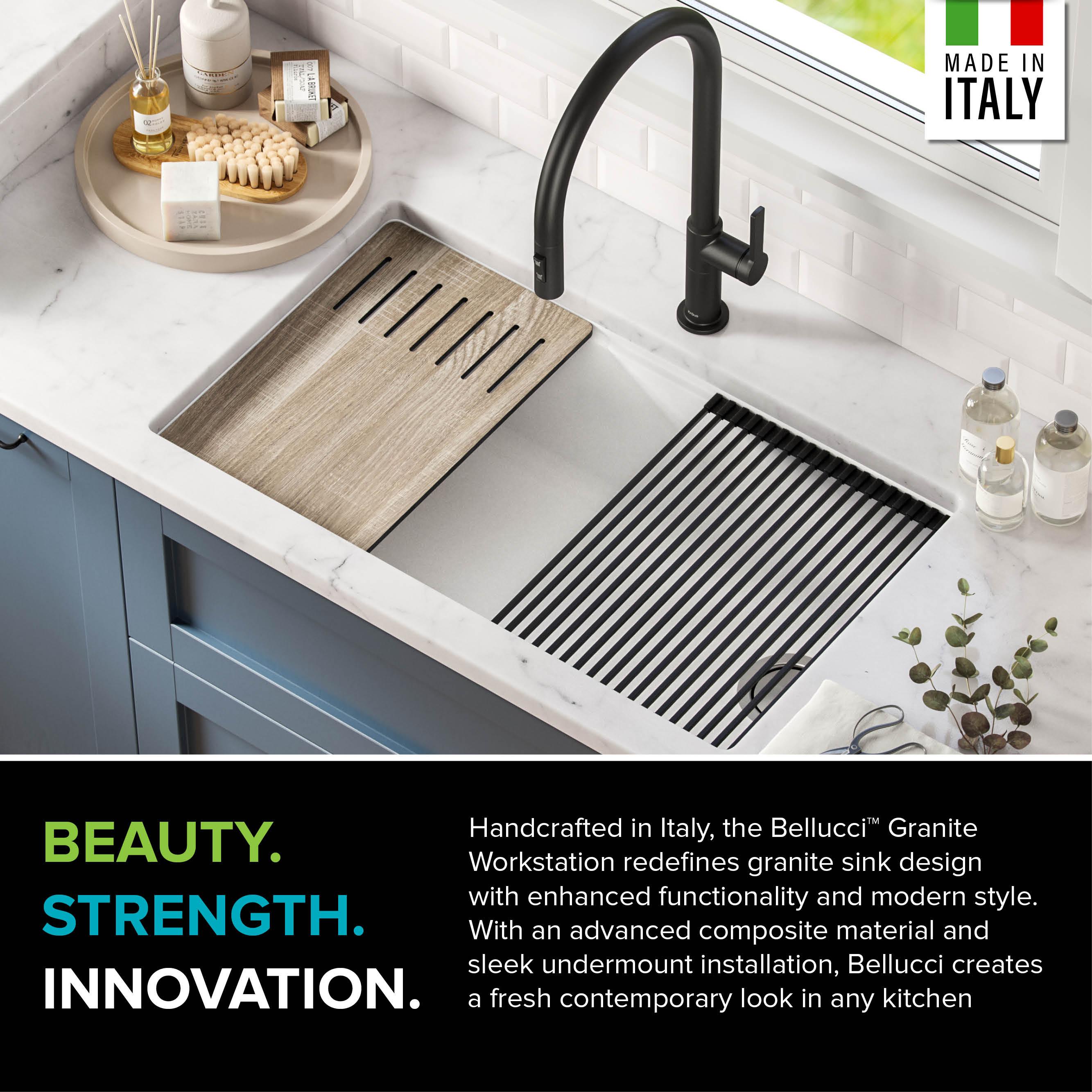 Kraus Bellucci 32 in. Undermount Quartz Composite Single Bowl Kitchen Sink with Accessories