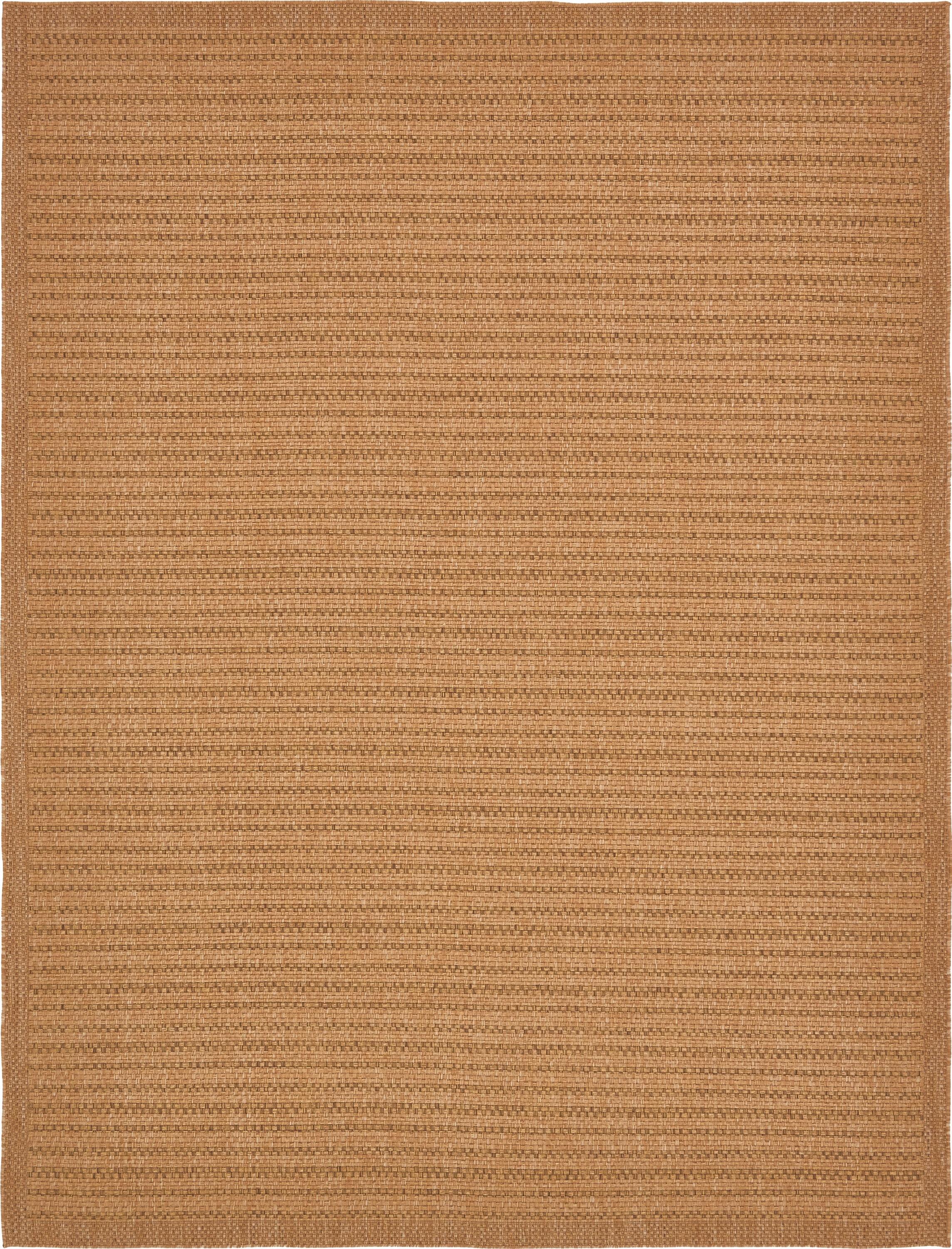 Unique Loom Outdoor Border Collection Area Rug - Checkered (9' x 12' Rectangle, Light Brown)