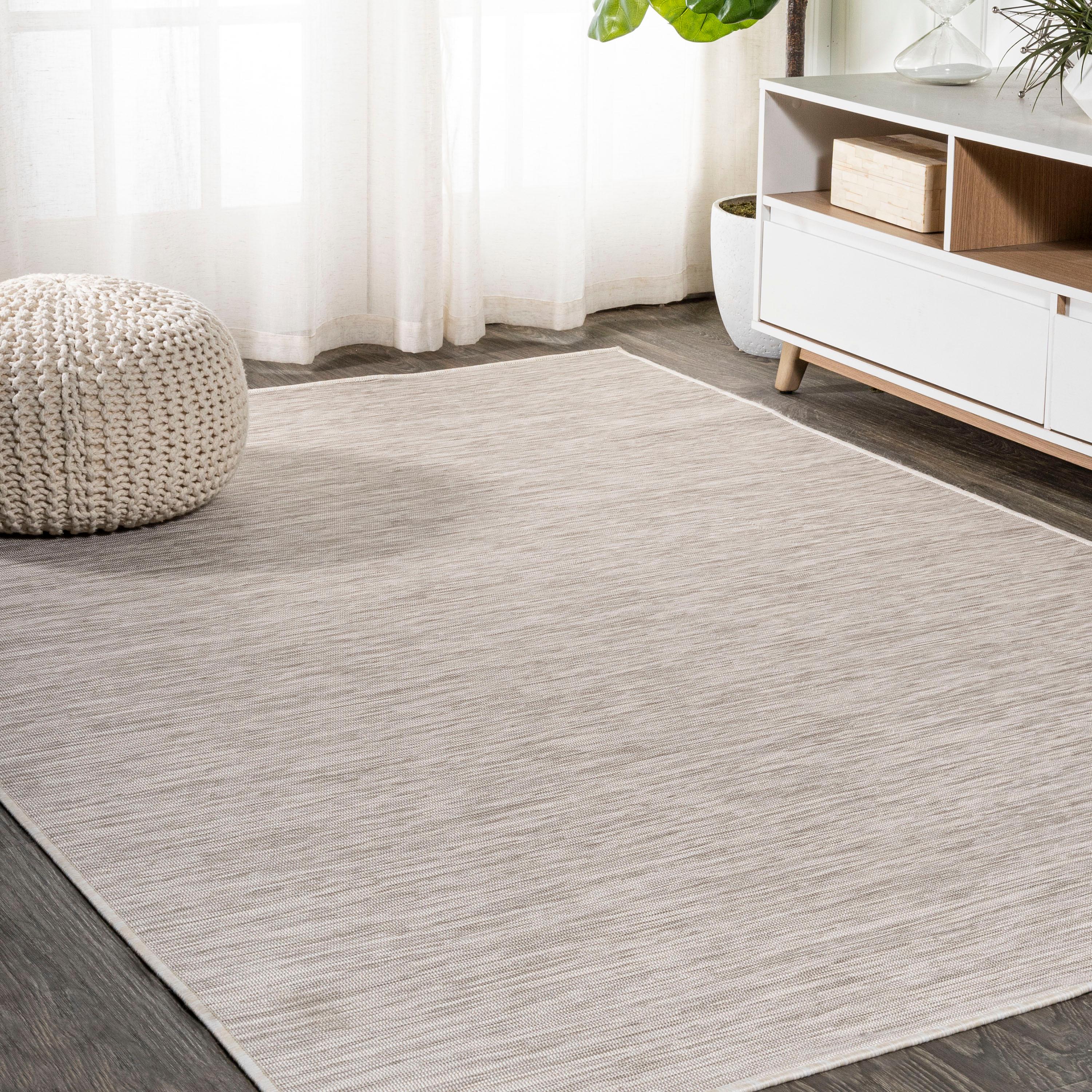 8'x10' Ethan Modern Flatweave Solid  Area Rug, Light Gray - JONATHAN Y