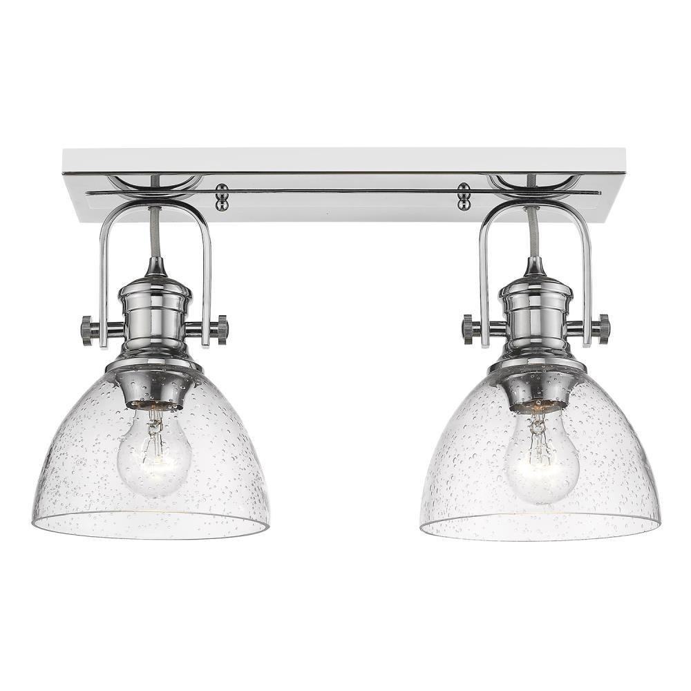 Golden Lighting Hines 2-Light Semi-flush in Chrome with Seeded Glass