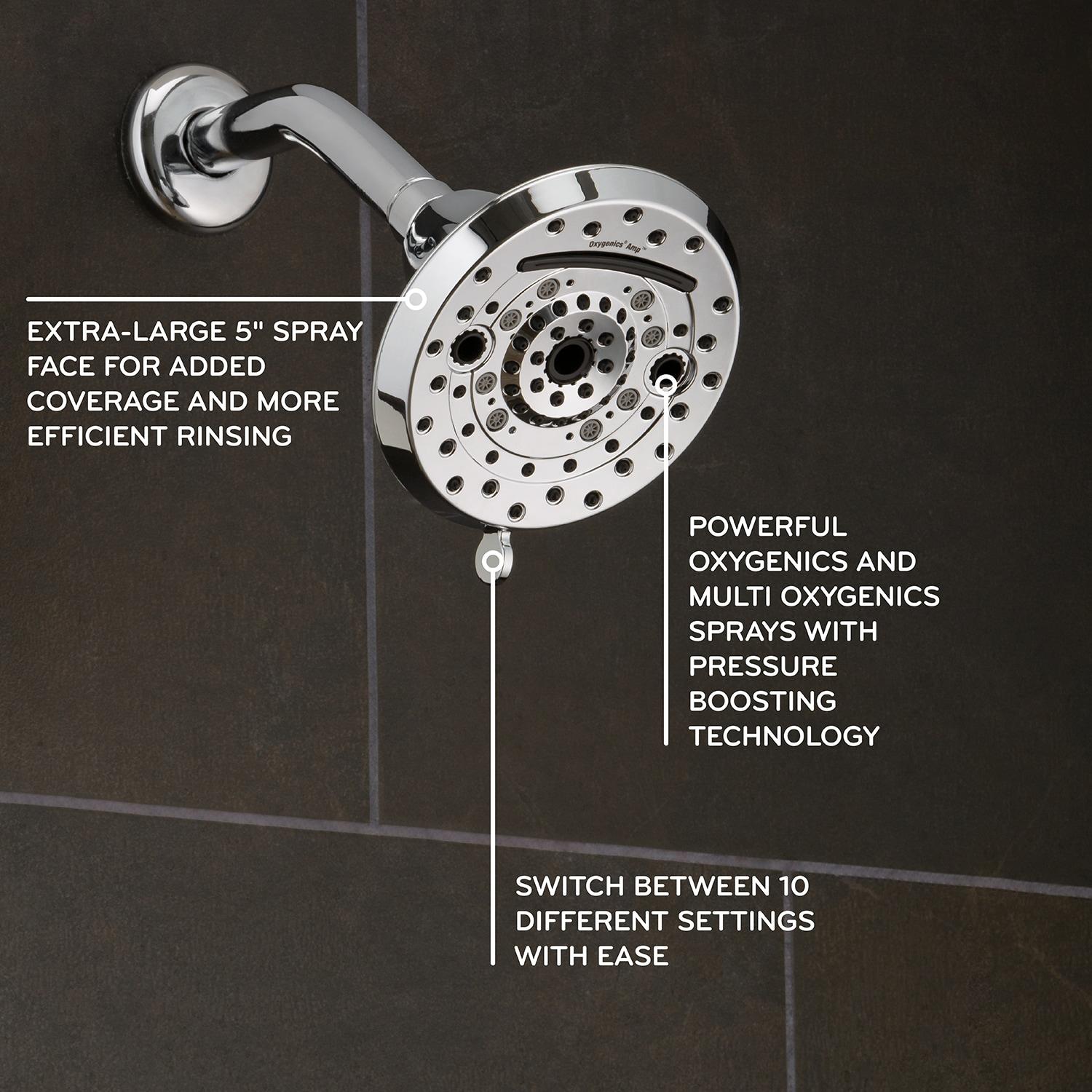 Oxygenics Amp Chrome Fixed Shower Head 1.8-GPM (6.8-LPM)
