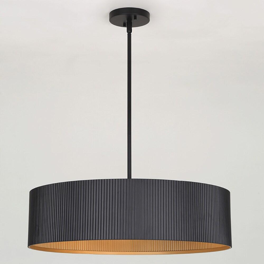 Canarm Rexton 3-Light Rod Chandelier, Matte Black Contemporary Ceiling Fixture for Dining Room, Kitchen, or Living Room
