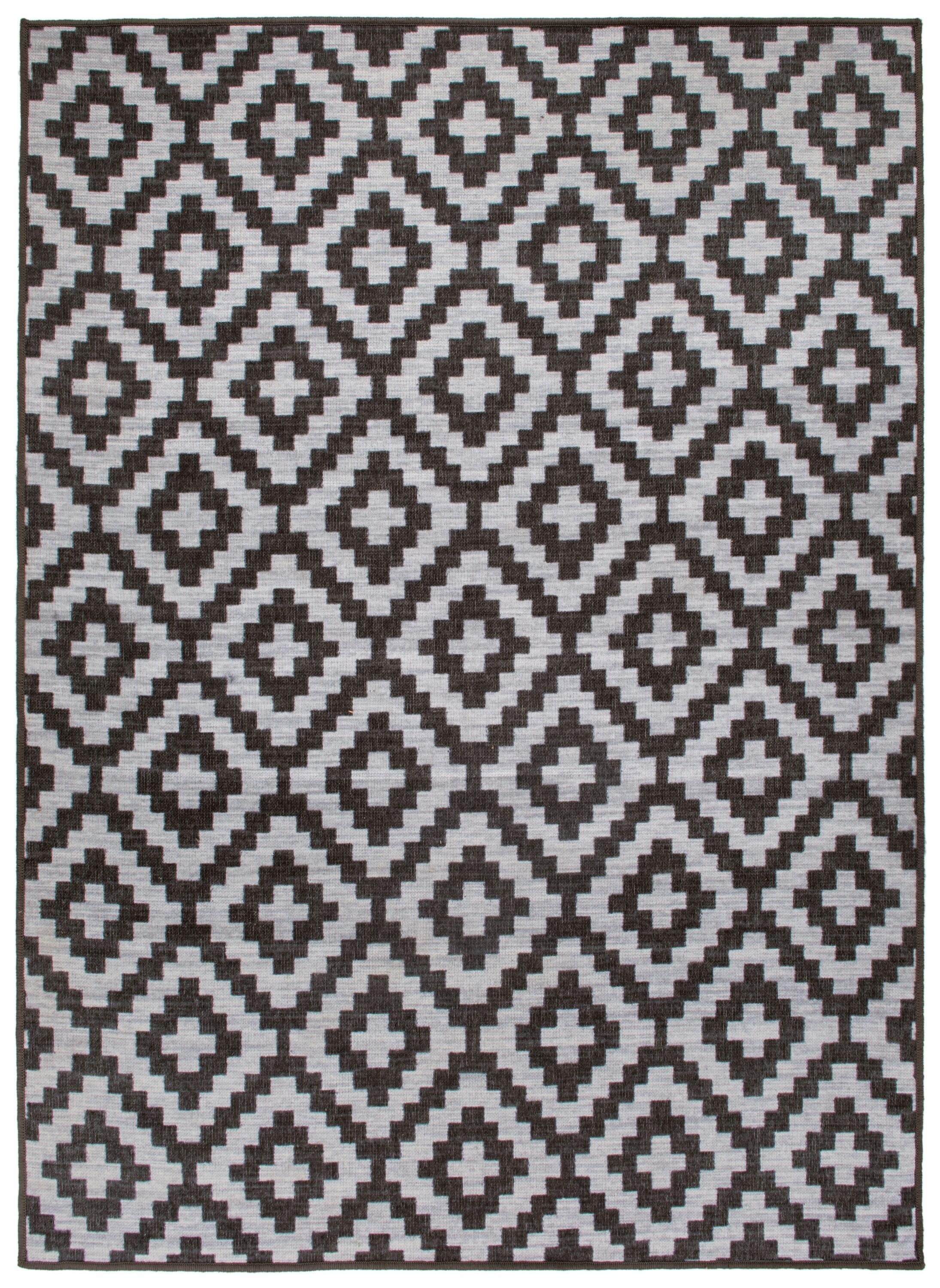 World Rug Gallery Contemporary Geometric Trellis Indoor/Outdoor Area Rug - GRAY 5' X 7'