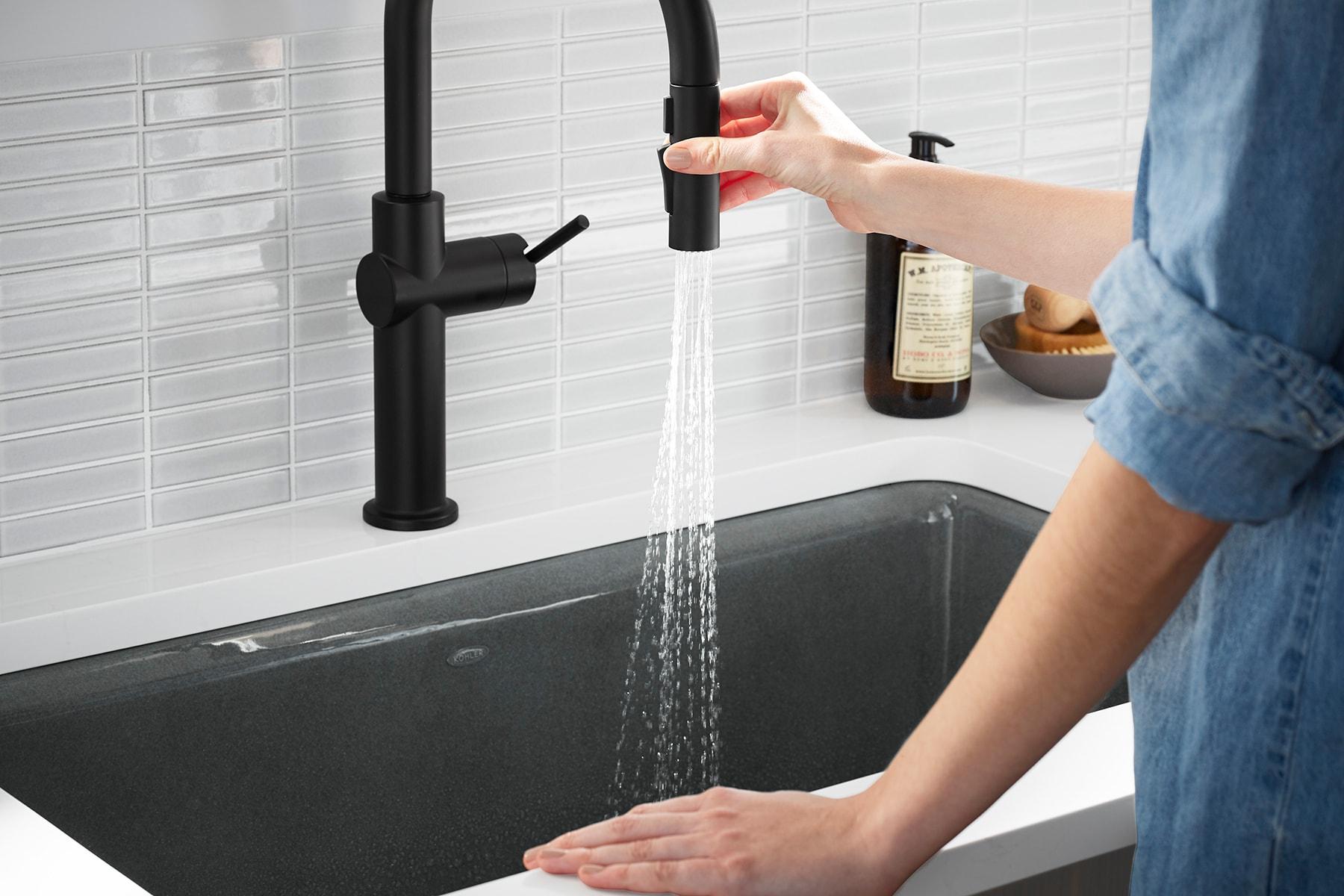 Crue Touchless Pull-Down Kitchen Sink Faucet with Three-Function Sprayhead