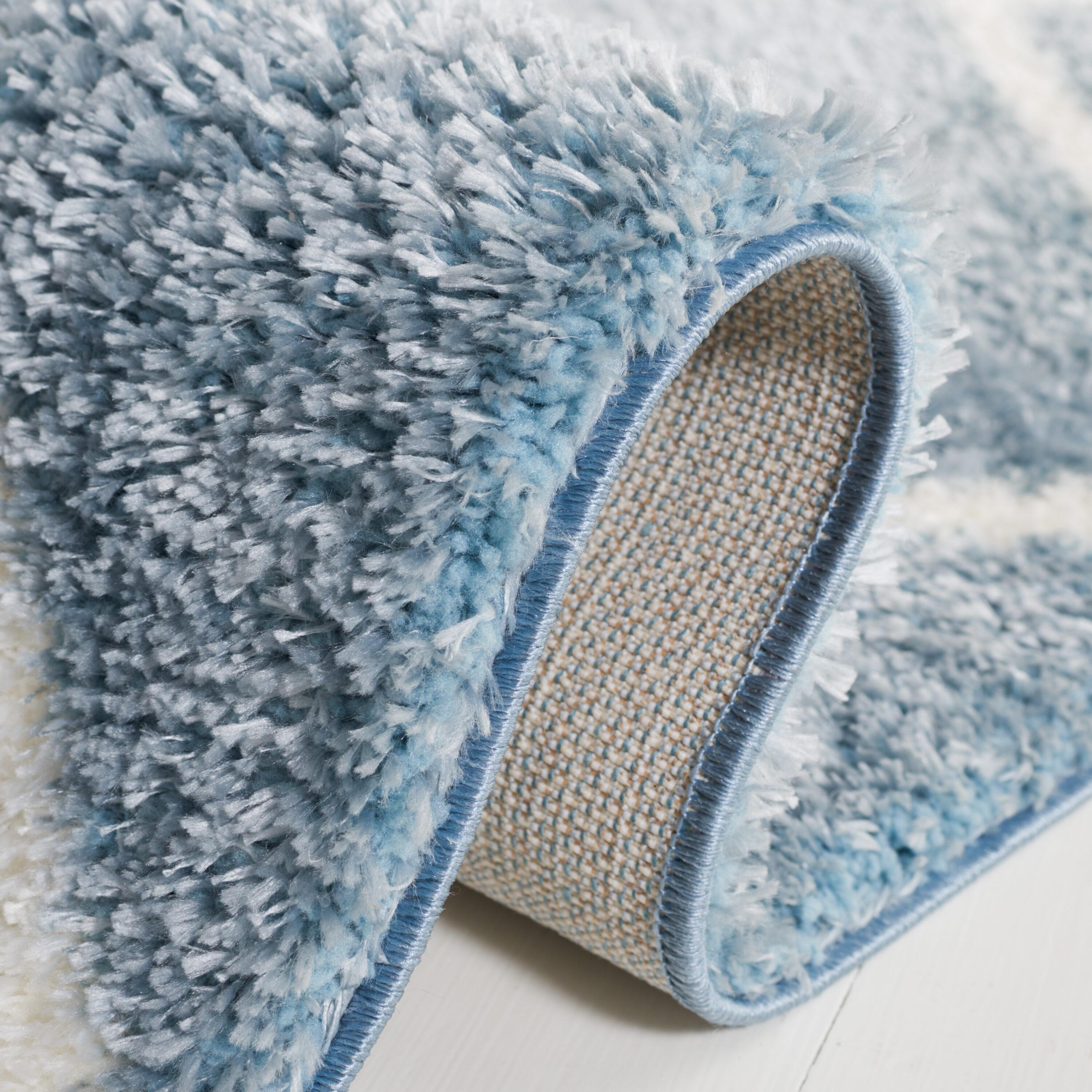 Tahoe Shag THO676 Power Loomed Indoor Accent Rug - Blue/White - 4'x6' - Safavieh